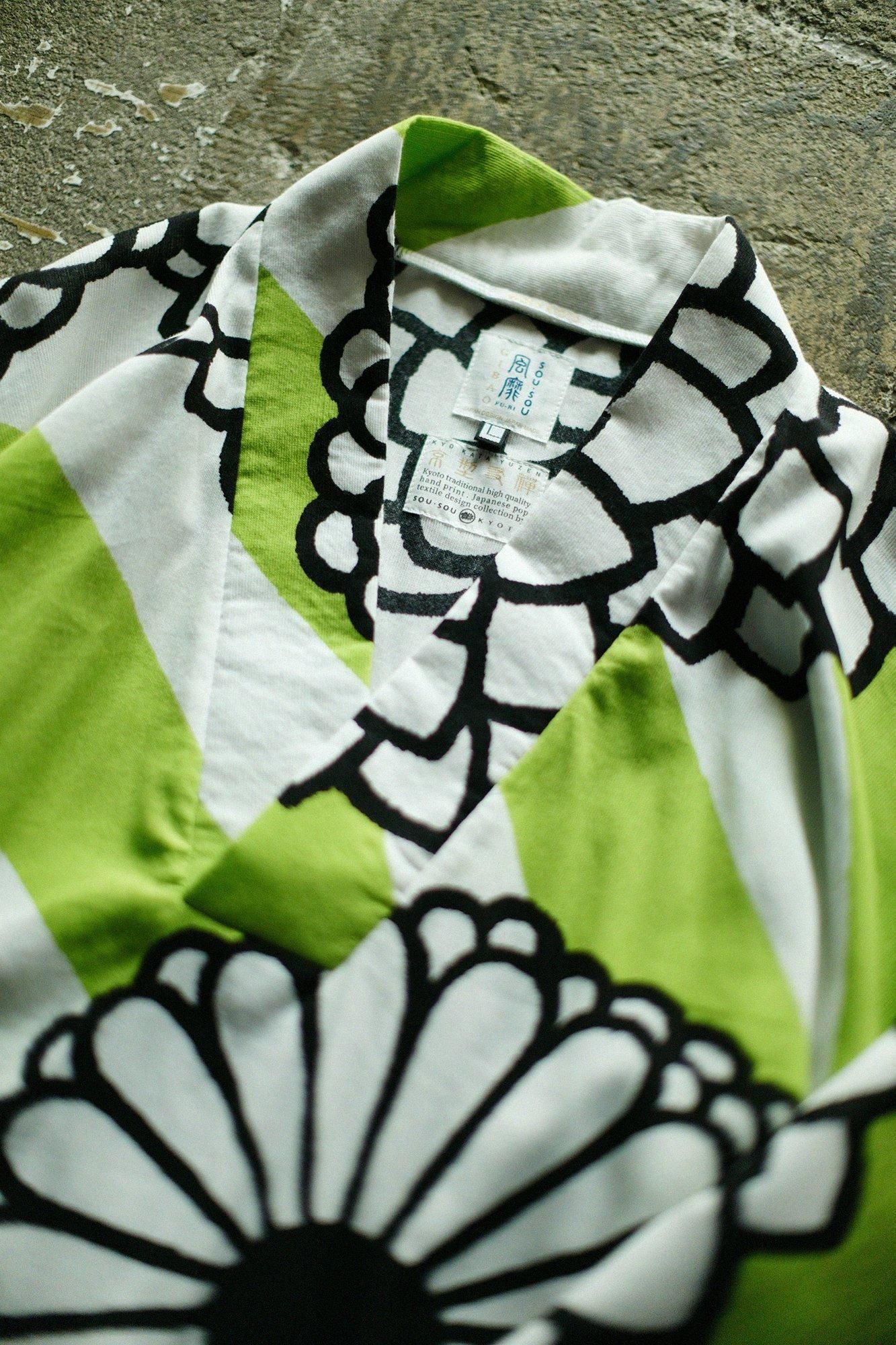Chizimi Cotton 40/40 Fubi Kimono Top / Round Chrysanthemum