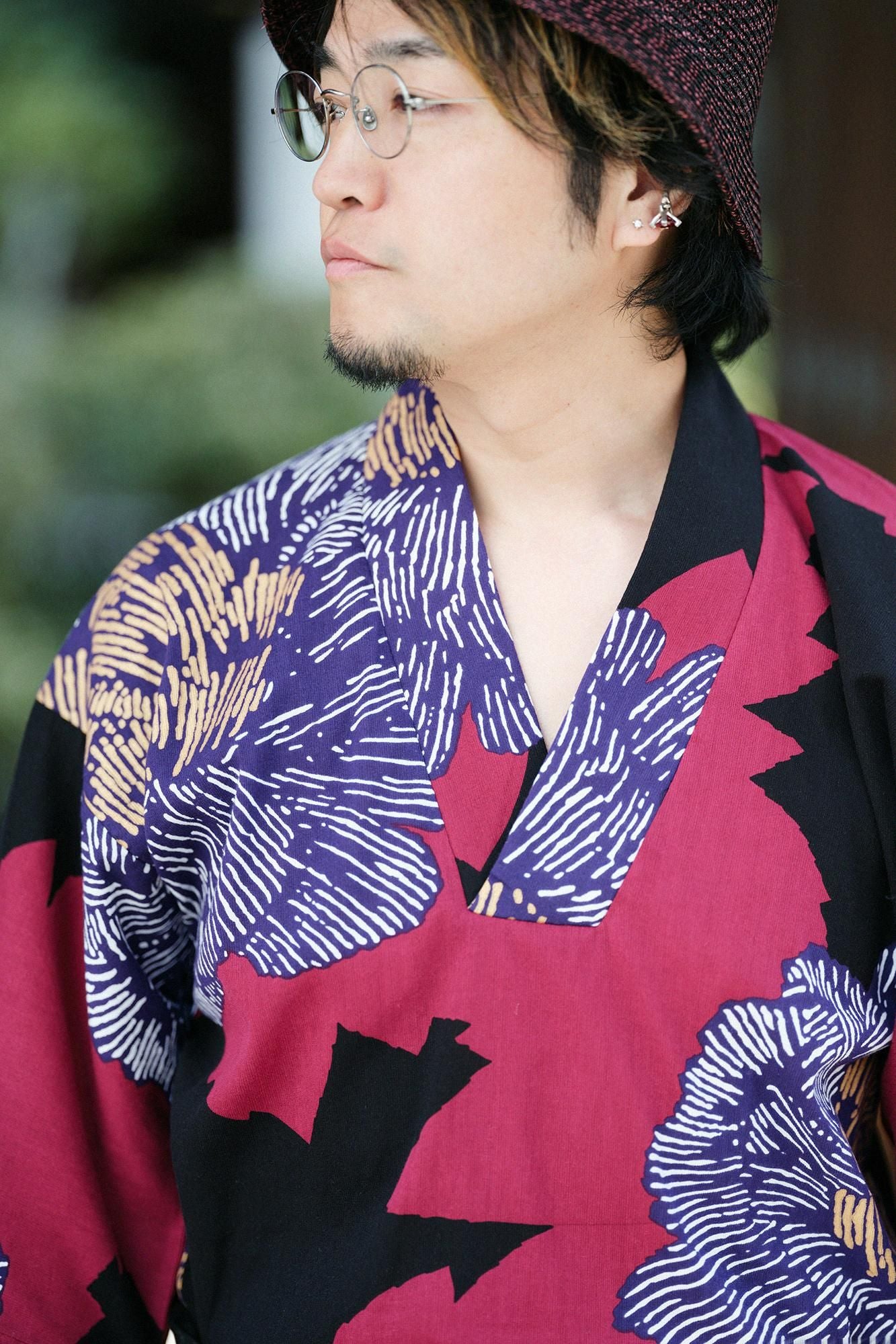 Chizimi Cotton 40/40 Fubi above/Peony Light