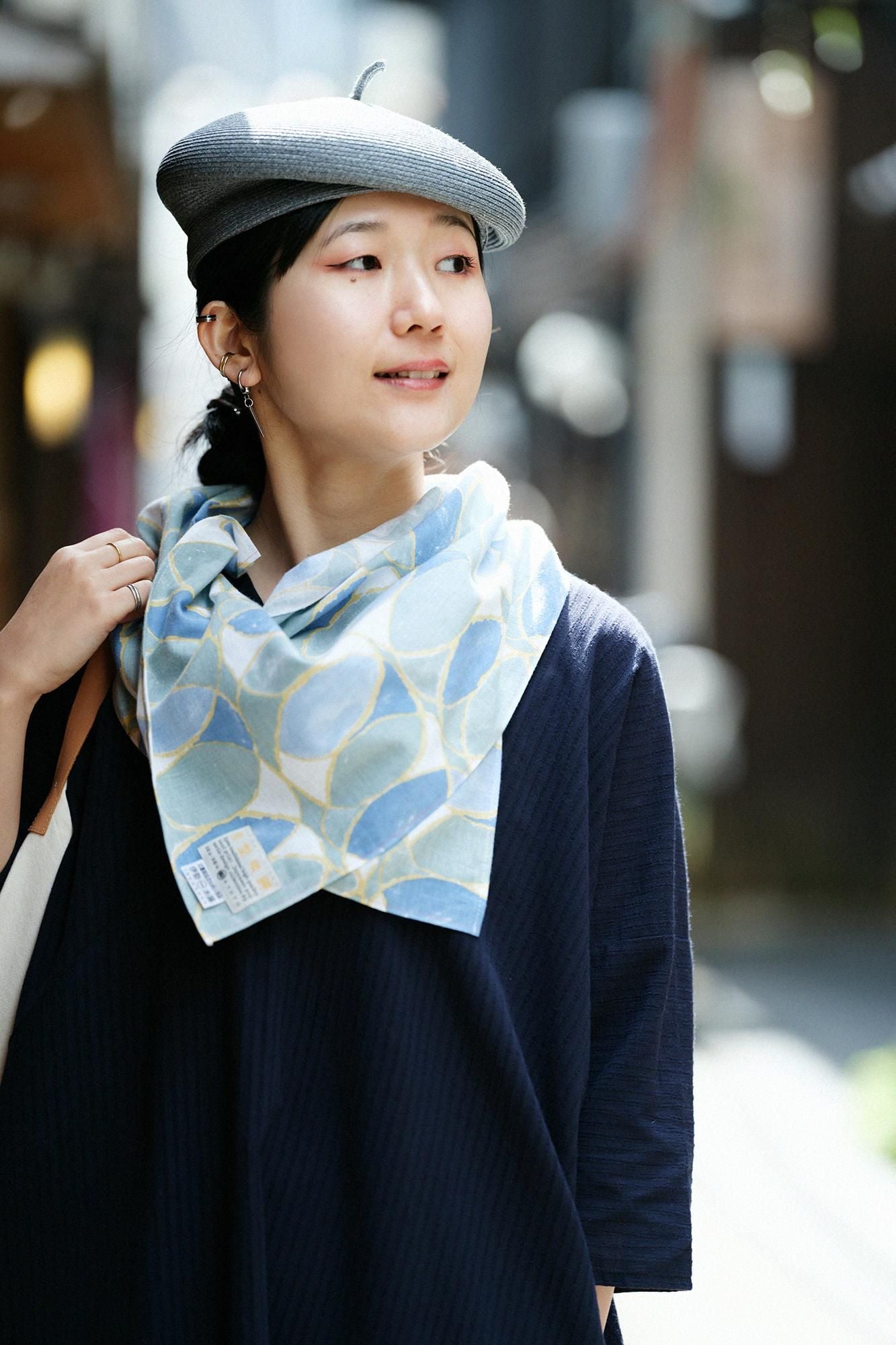 伊勢木綿 くびまき 短丈／輪（わ）つなぎ 水影（みずかげ）