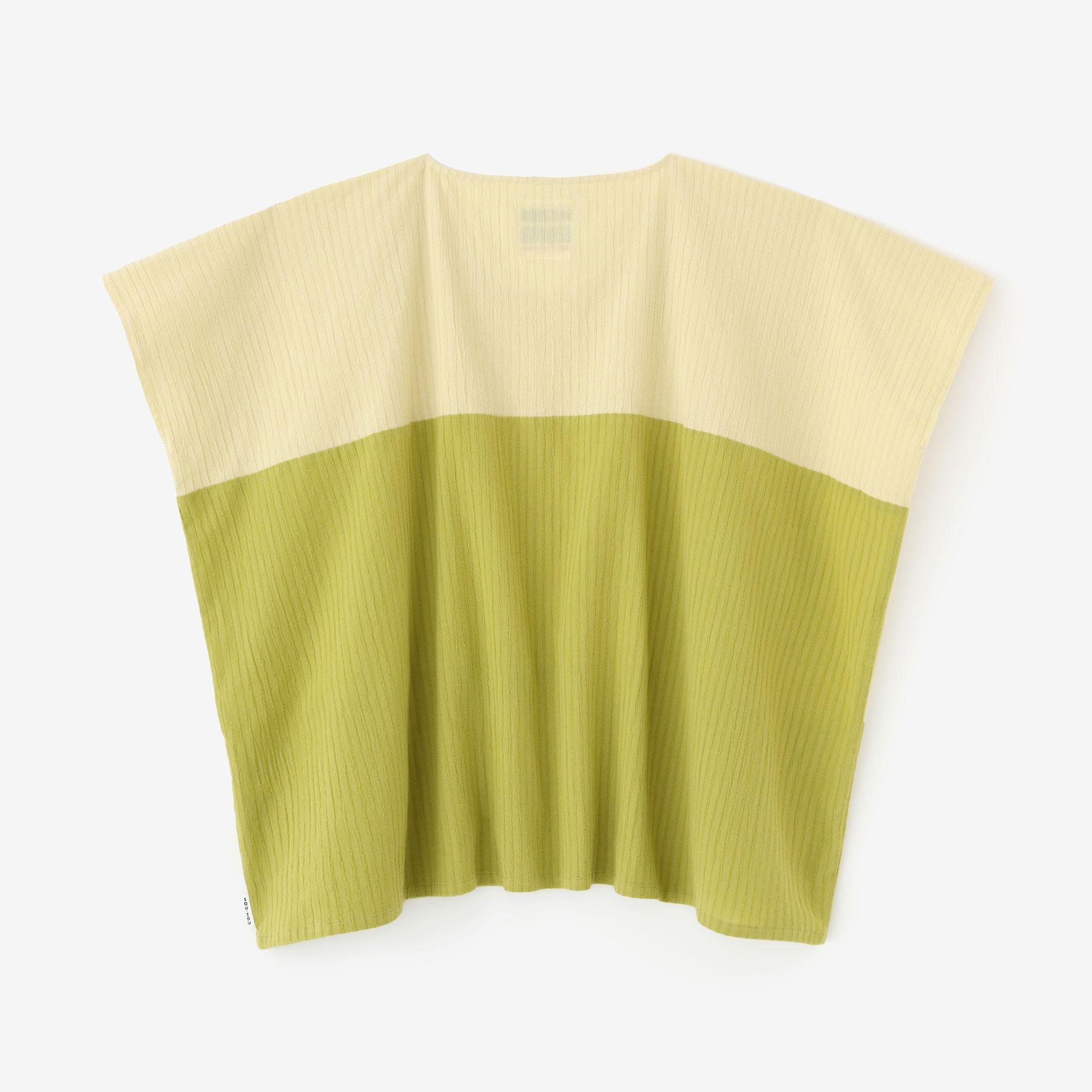 高島縮棉 40/20 空羽 方形上衣 雙色／淡黃色×柳葉色