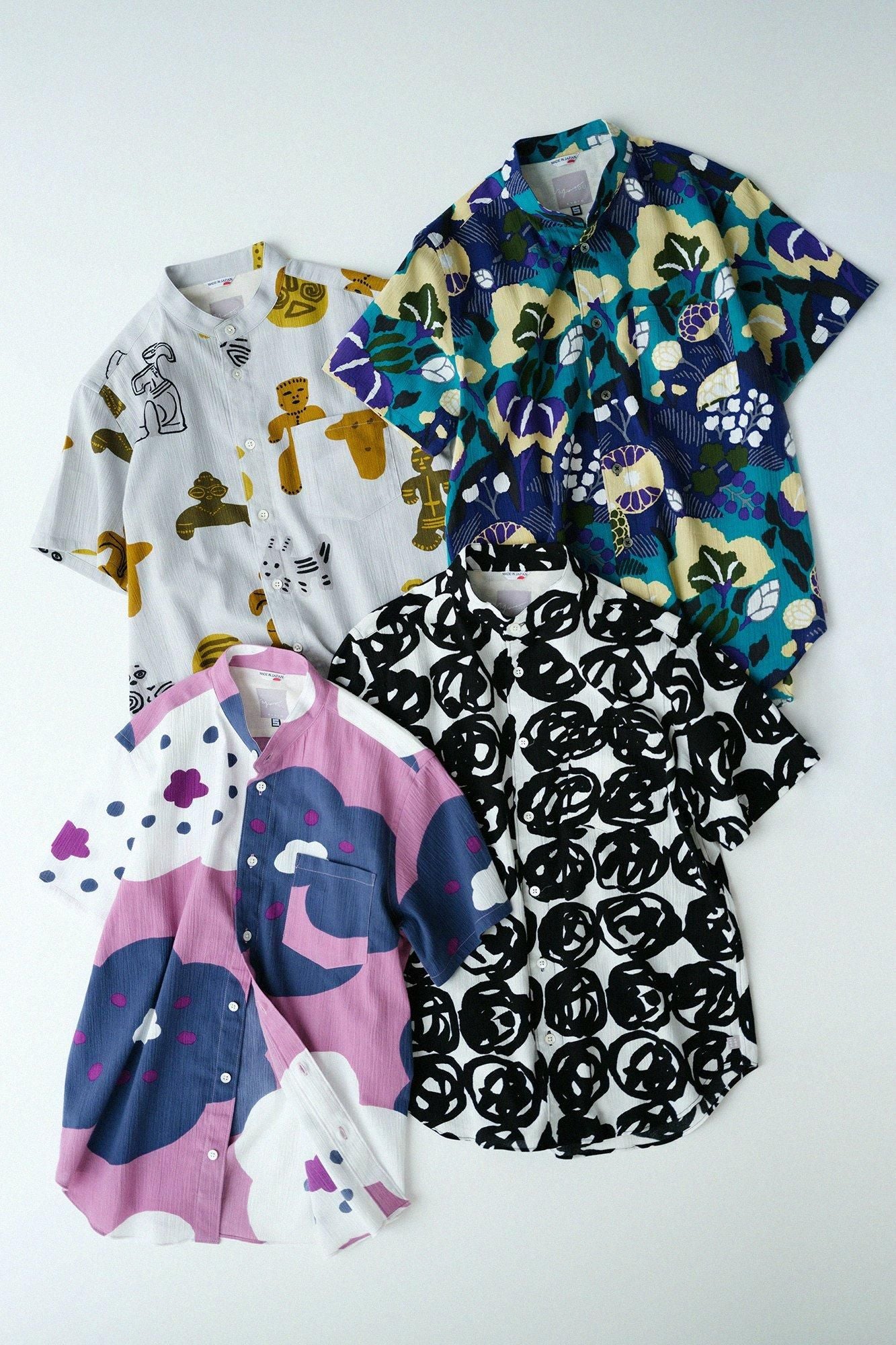 高島縮棉 20/20立領短袖襯衫/微笑粉紅色