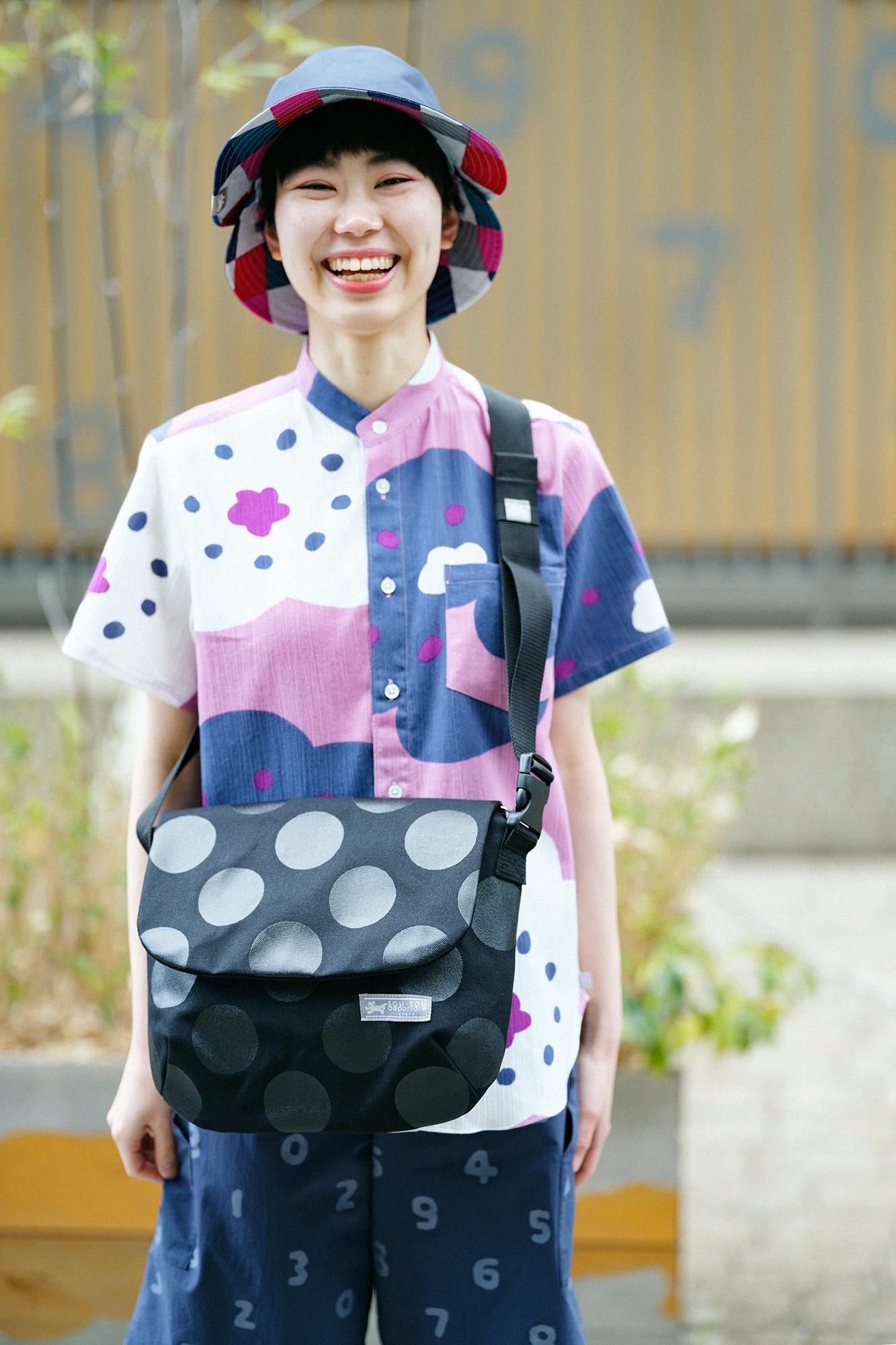 高島縮棉 20/20立領短袖襯衫/微笑粉紅色