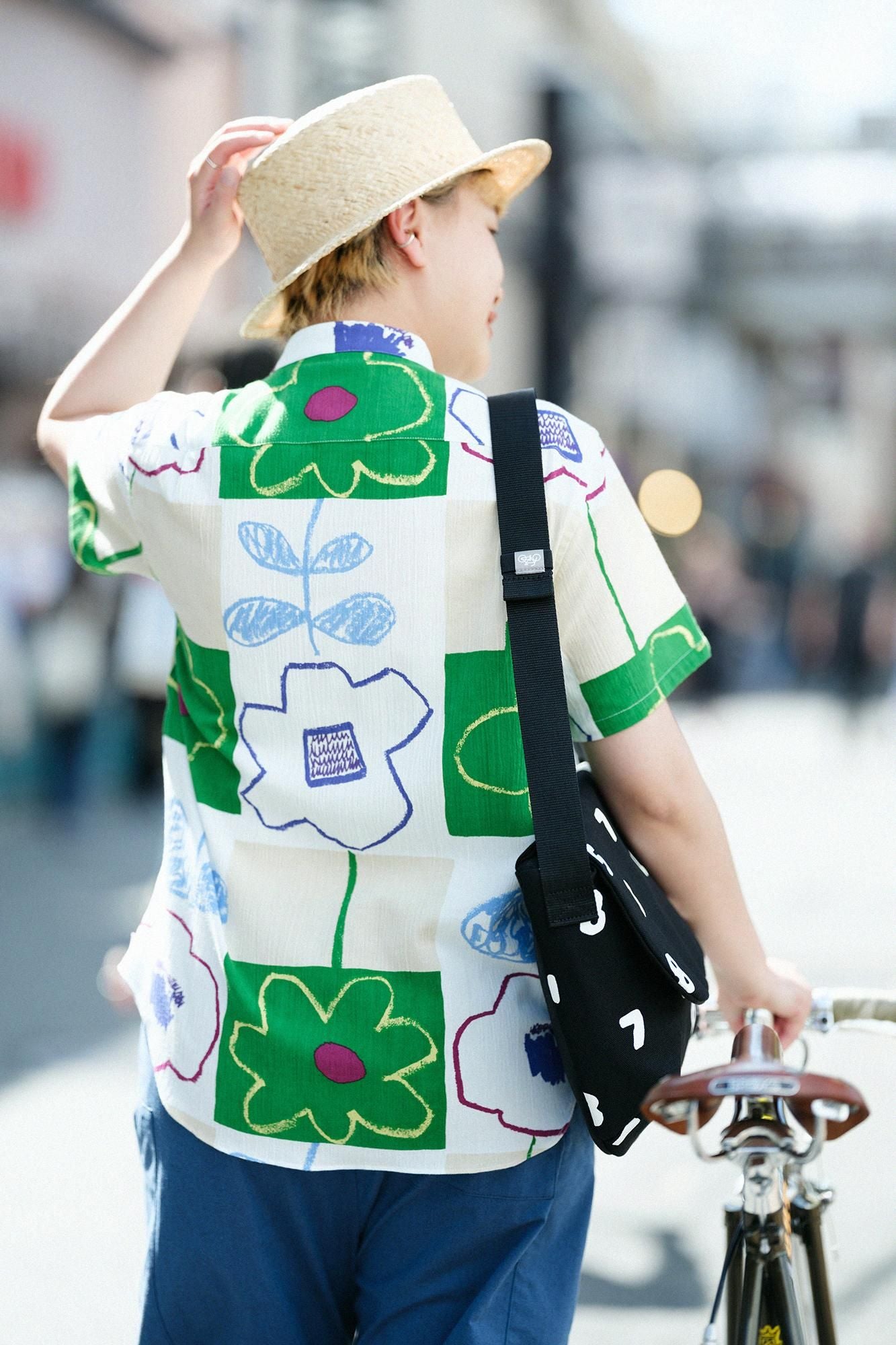 【net limited】Chizimi Cotton 20/20 Stand Collar Short Sleeve Shirt / Warawa