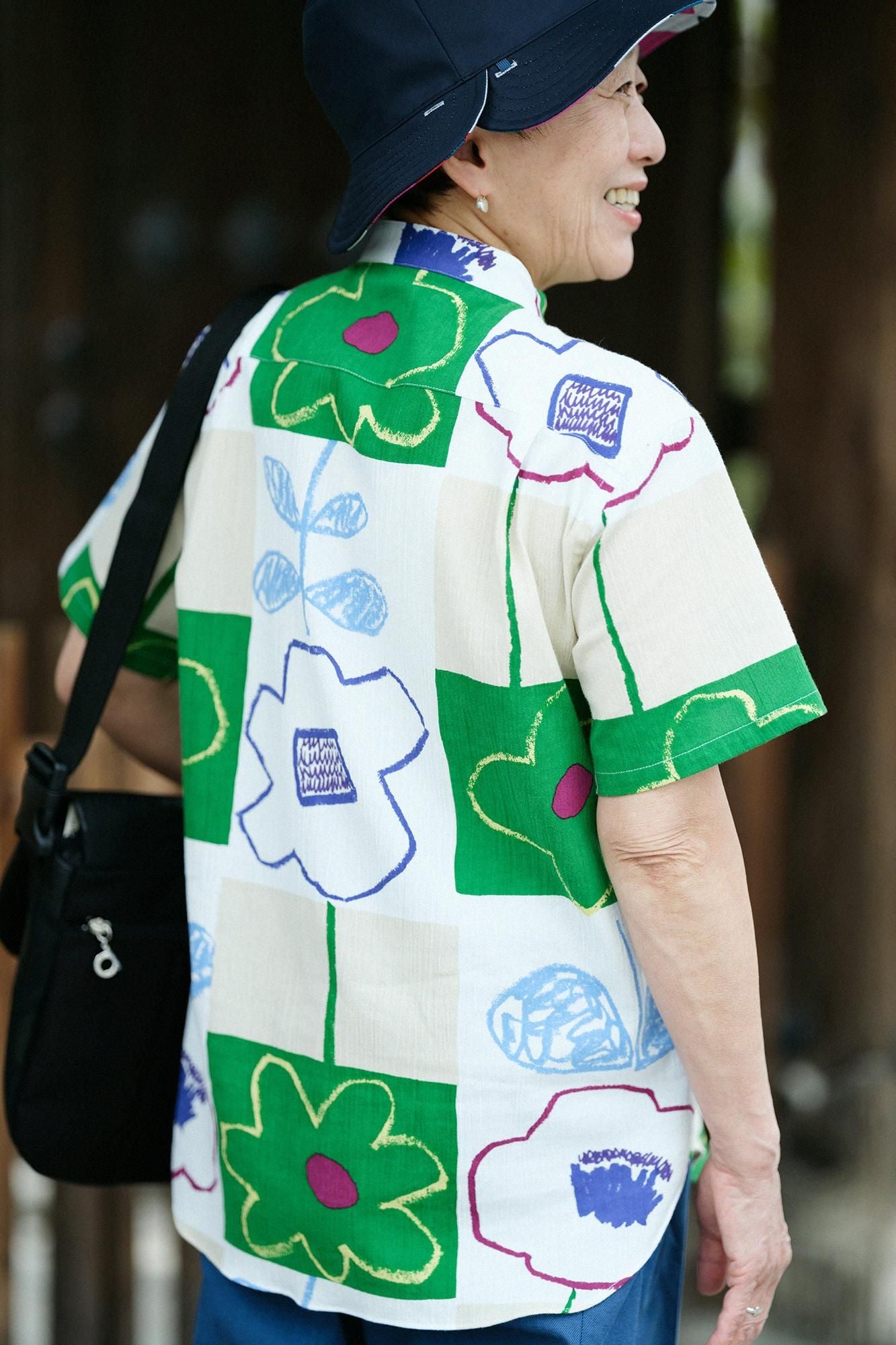 【net limited】Chizimi Cotton 20/20 Stand Collar Short Sleeve Shirt / Warawa