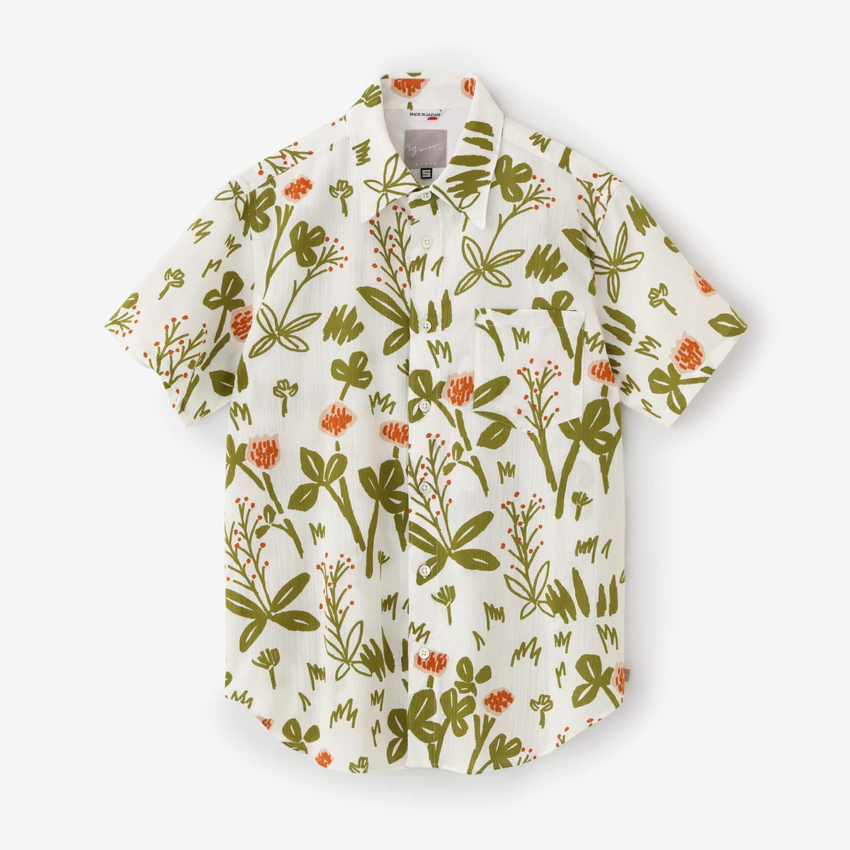 新品未使用　SOU・SOU　男女兼用М　高島縮　半袖シャツ　けんらん net限定】高島縮 20/20 半袖シャツ／花