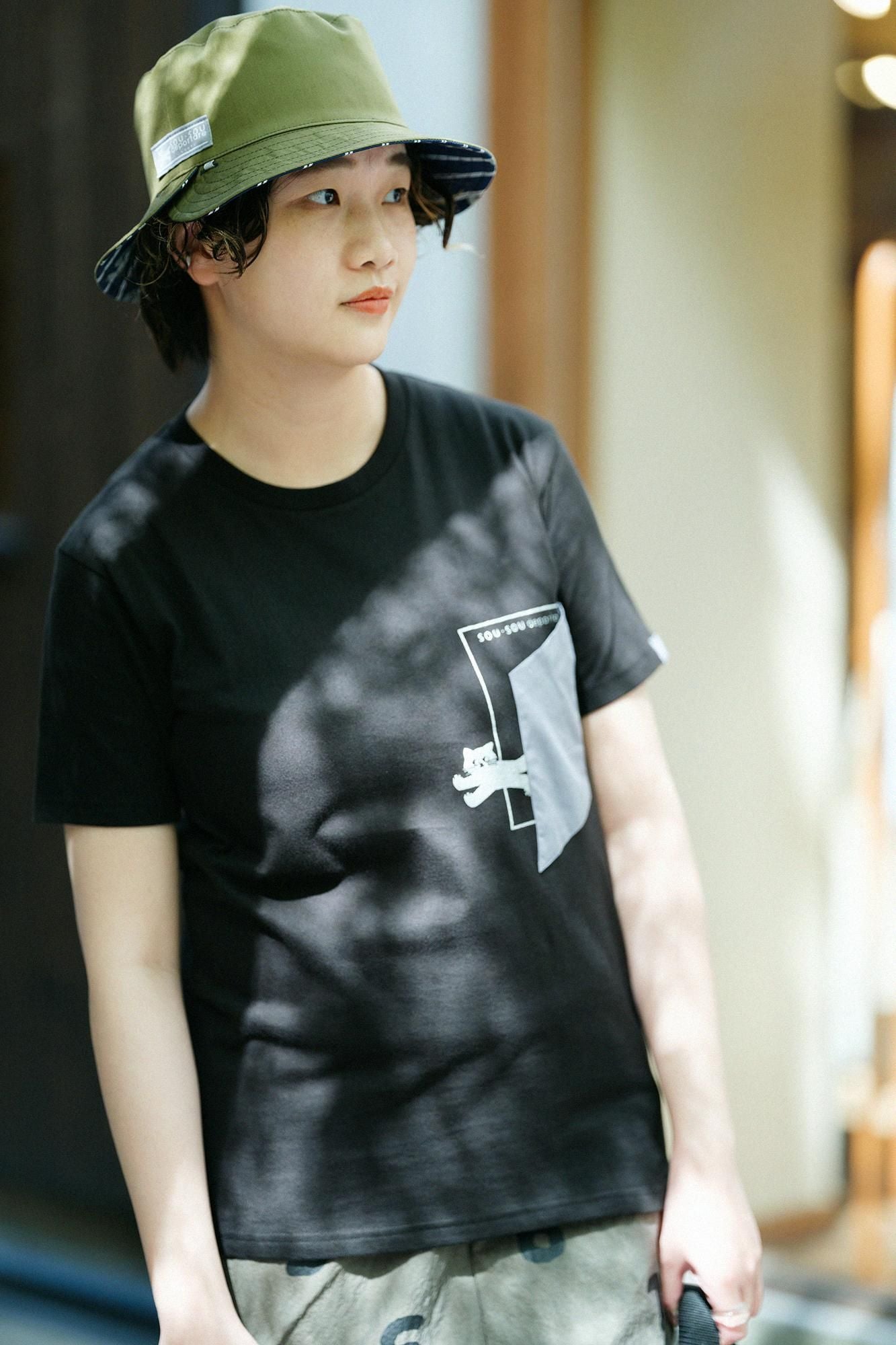 Kurzärmliges Escape-Pocket-T-Shirt [5.0]/Schwarz