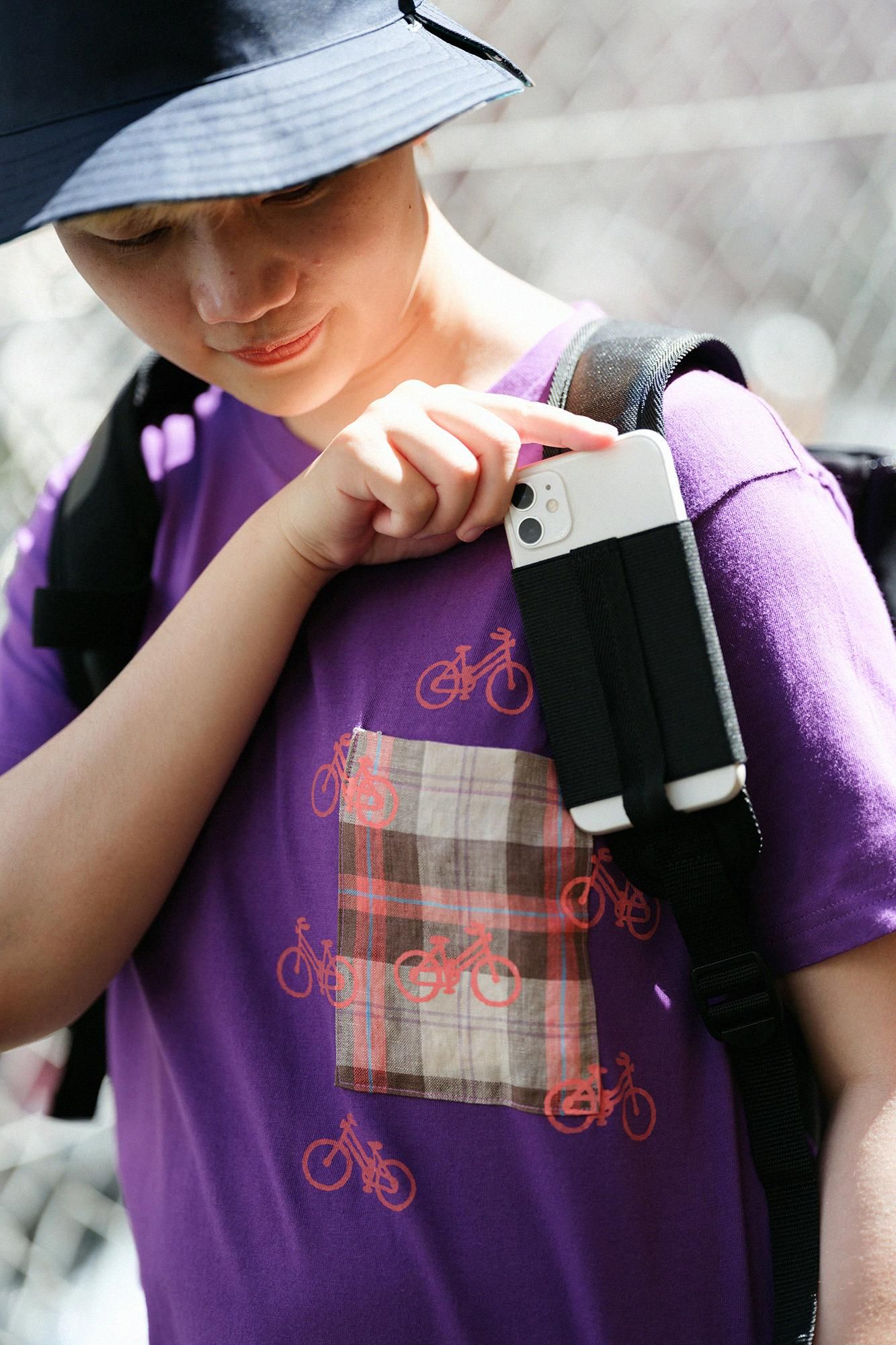 Short-sleeved pocket T-shirt [5.0] / Purple × Bicycle Craze