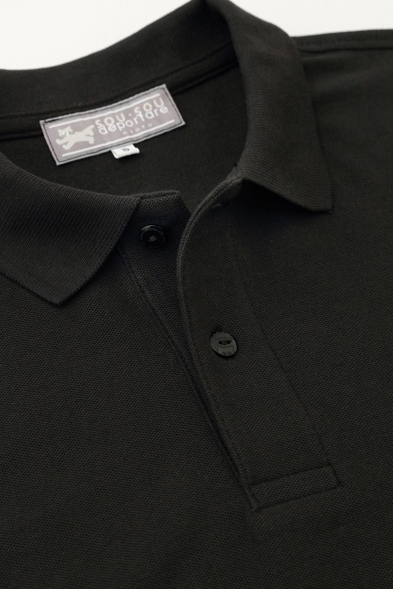 SO-SU-U Kurzarm-Poloshirt/Schwarz