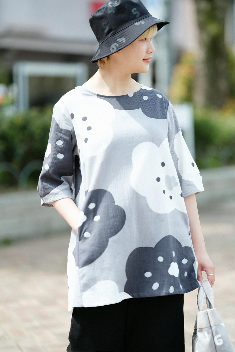 高島縮 20/20 六分袖チュニック