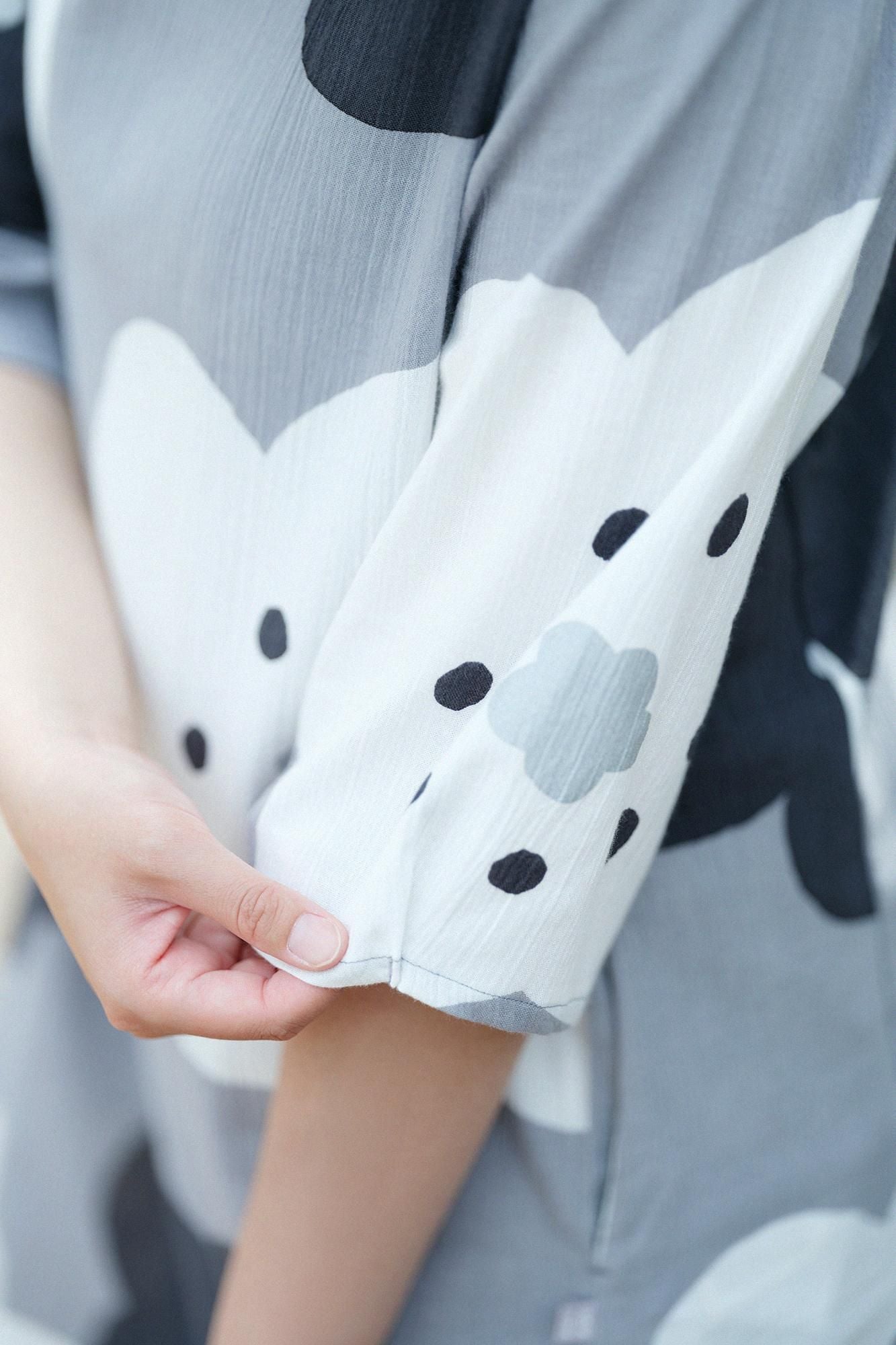 高島縮 20/20 六分袖チュニック／ほほえみ