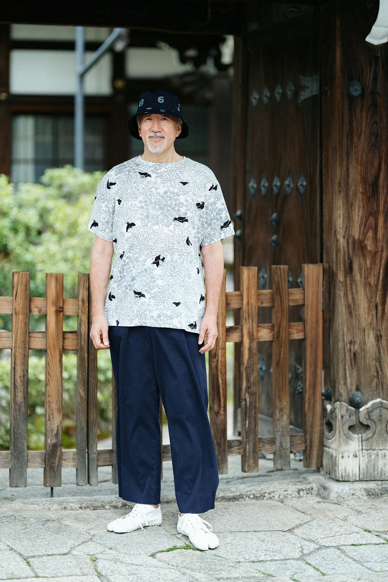 net限定】高島縮 40/40 半袖Tシャツ／さえずり