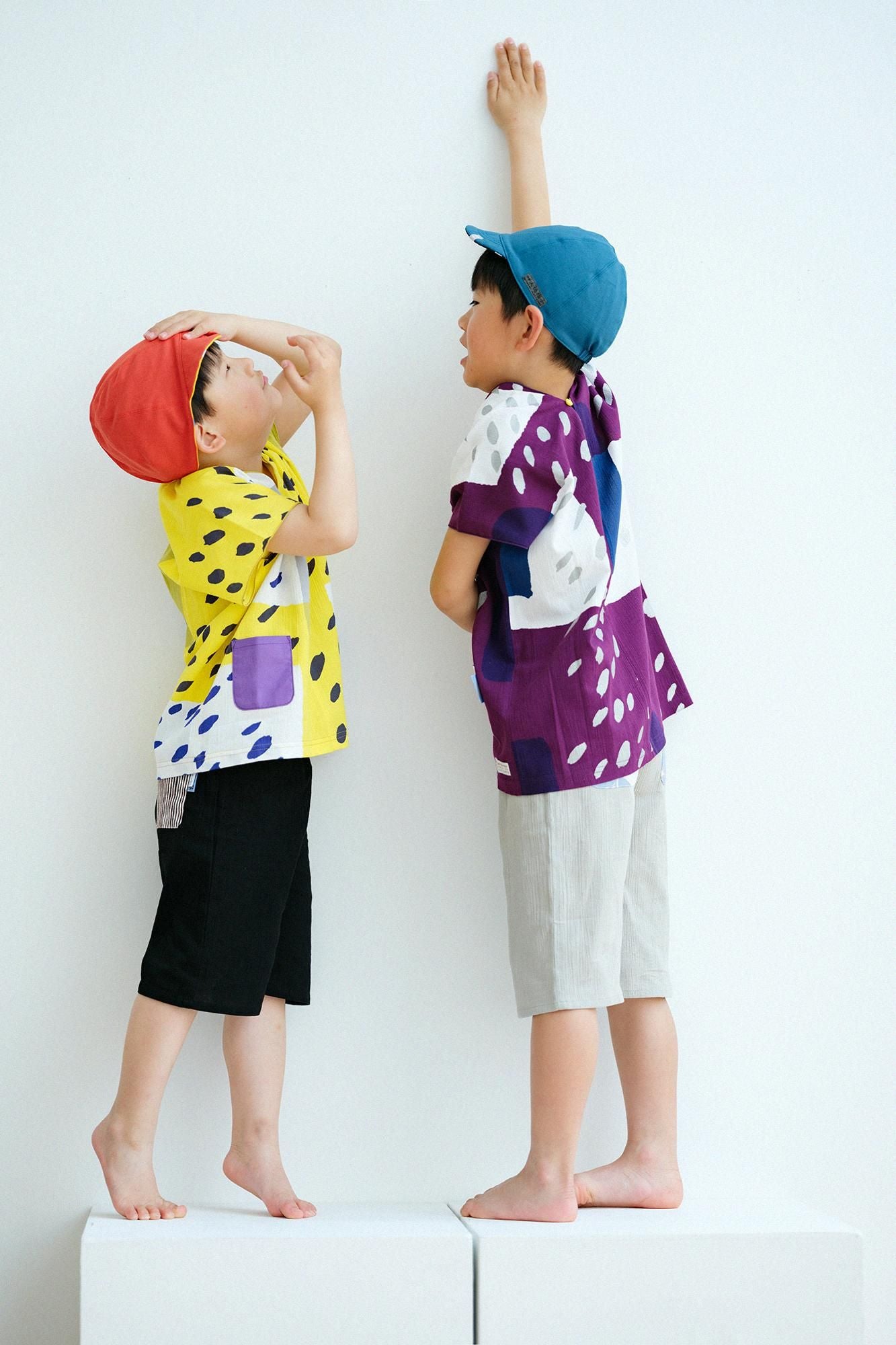 ●高島縮棉20/20方形上衣／黃色胡同