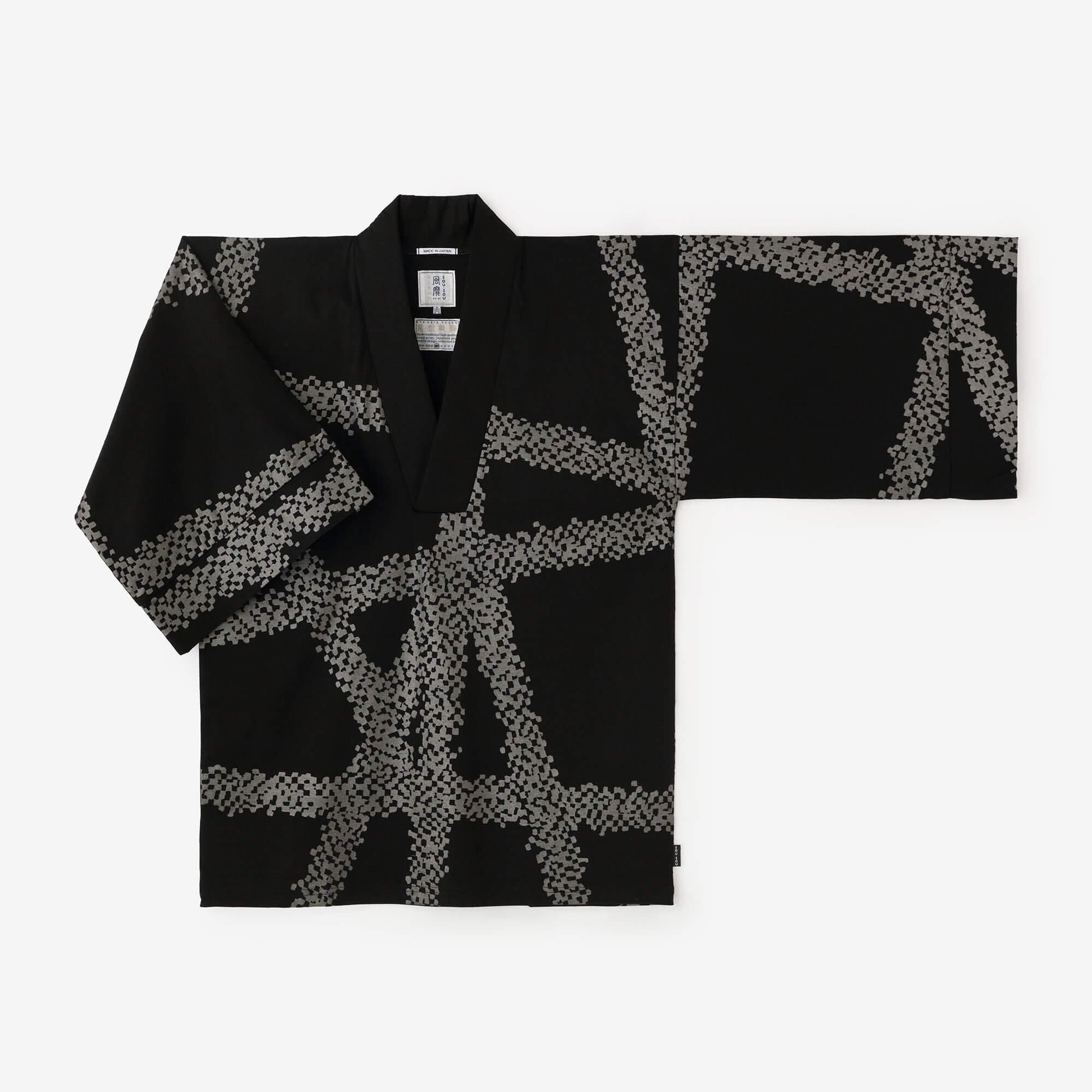 Interlock Knitting Fubi Kimono Shirt / Tied-up Black