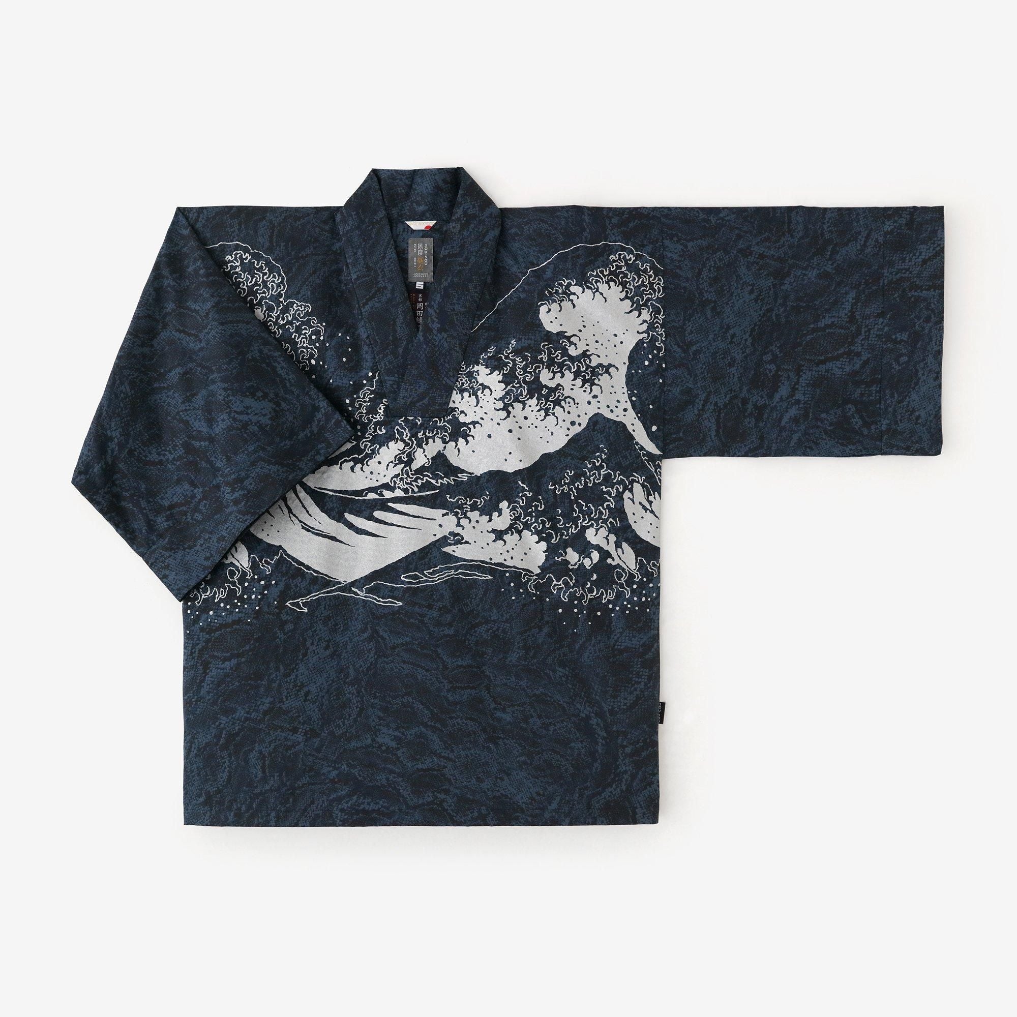 【Online】Satin Weave Fubi Shirt Pattern on Collar（minds old time withBeautyNukiMonYocormorant)/Hokusai Dark Indigo Blue