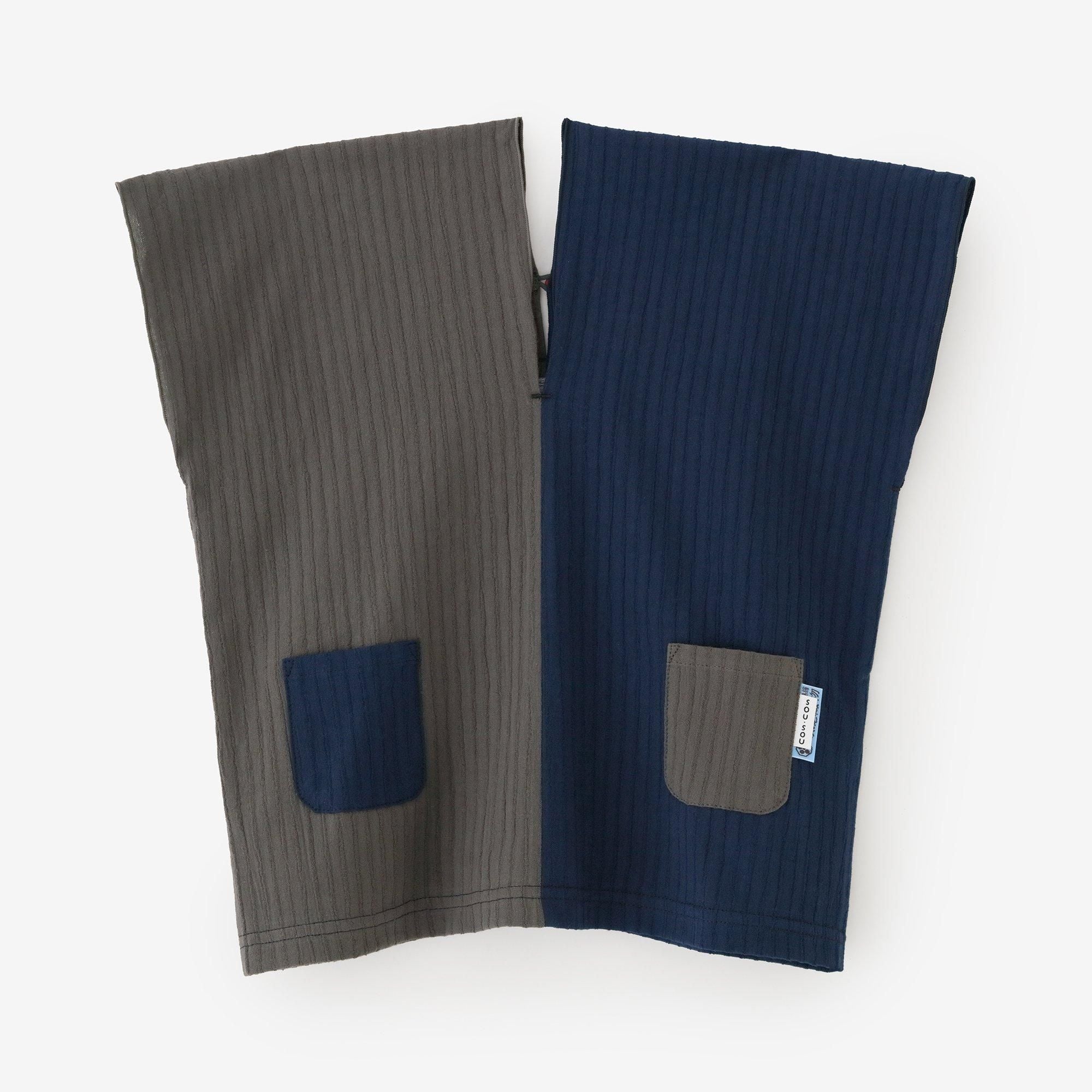 ● Chizimi Cotton 40/20 Akiha Square Top Bi-color / Blue x Grey