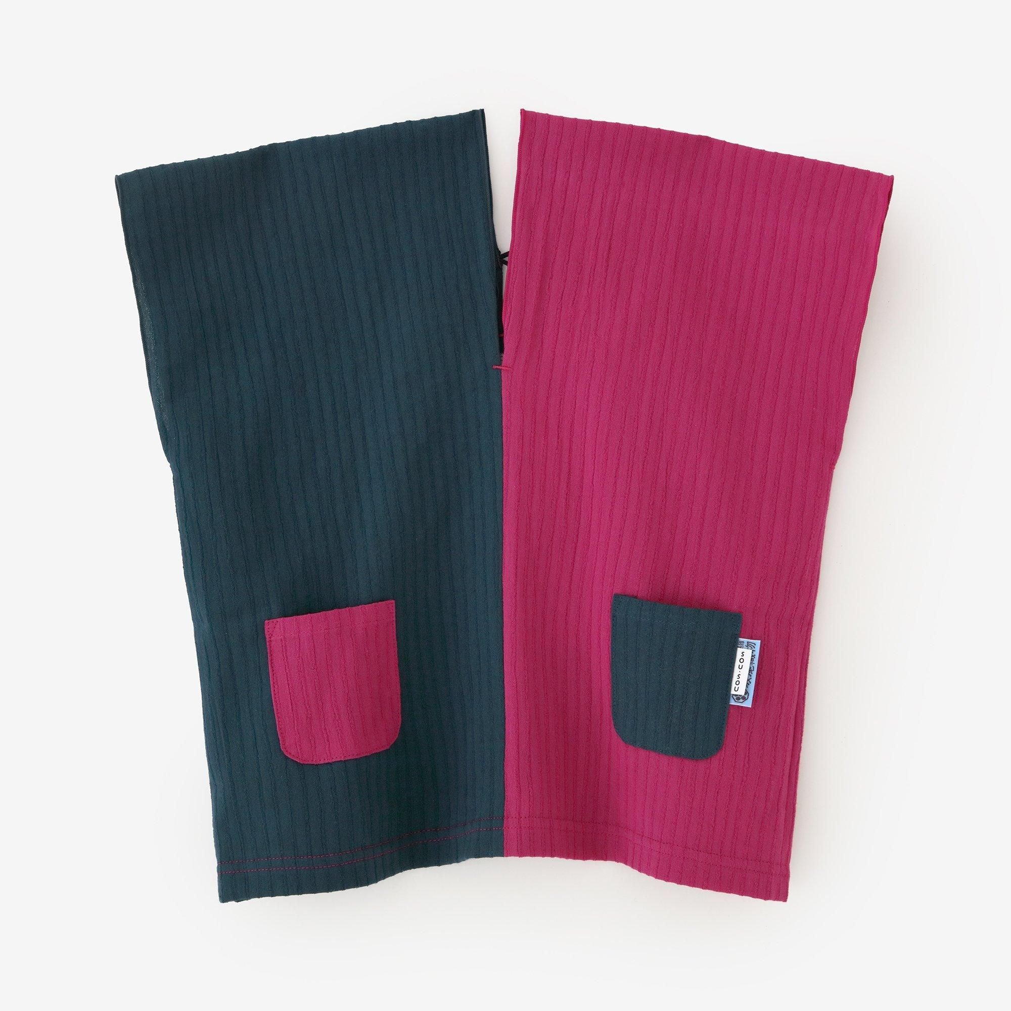 ● Chizimi Cotton 40/20 Akiha Square Top Bi-color / Reddish Purple × Greyish Blue