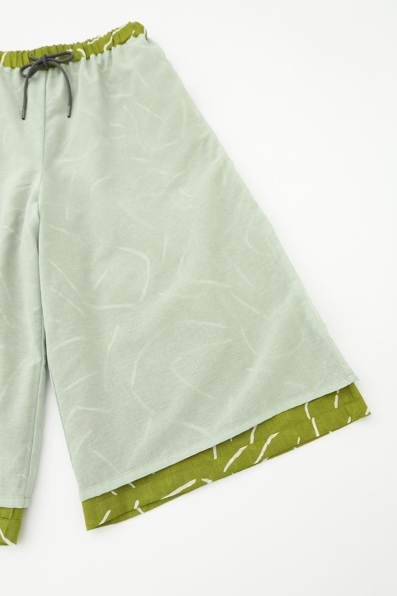 麻 広形（ひろなり）もんぺ はぎ丈／痕跡（こんせき）