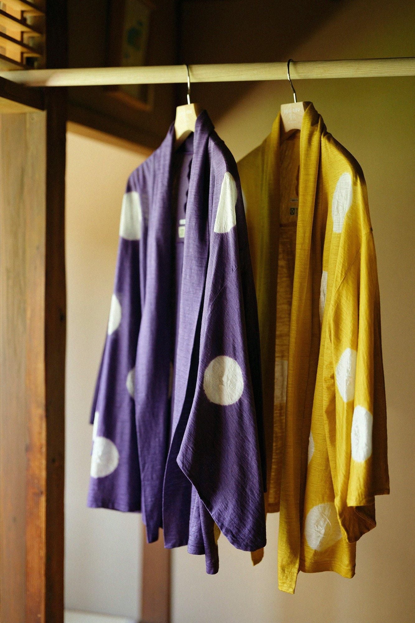 新品未使用♡sou・sou着衣たばた絞り　綿麻　小袖寛衣女Ｍ たばた絞り 麻 小袖莢（こそでさや）／水玉大（みずたまだい