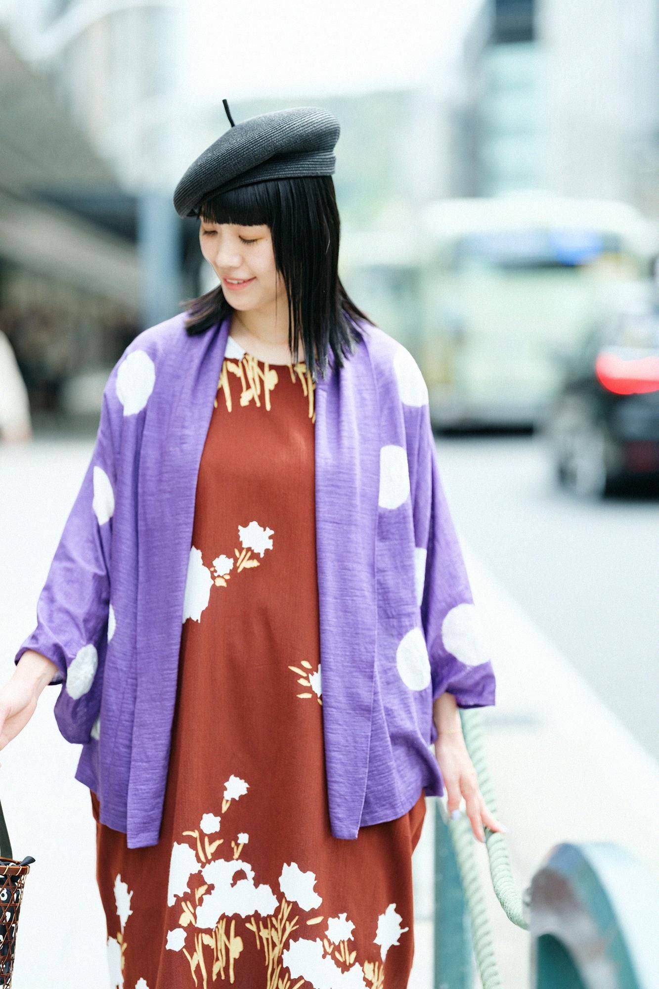 타바타시보리 마 코소데사야(정직한 saya)/물방울 어두운 자주색 (Kokimurasaki) x흰색