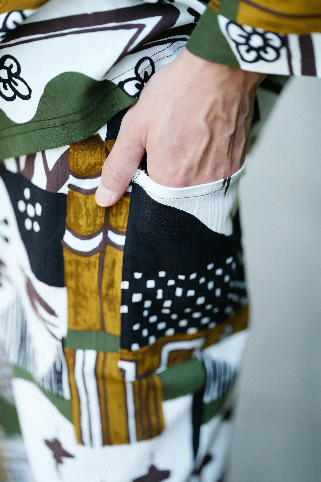 高島縮棉 20/20細腿褲/織部