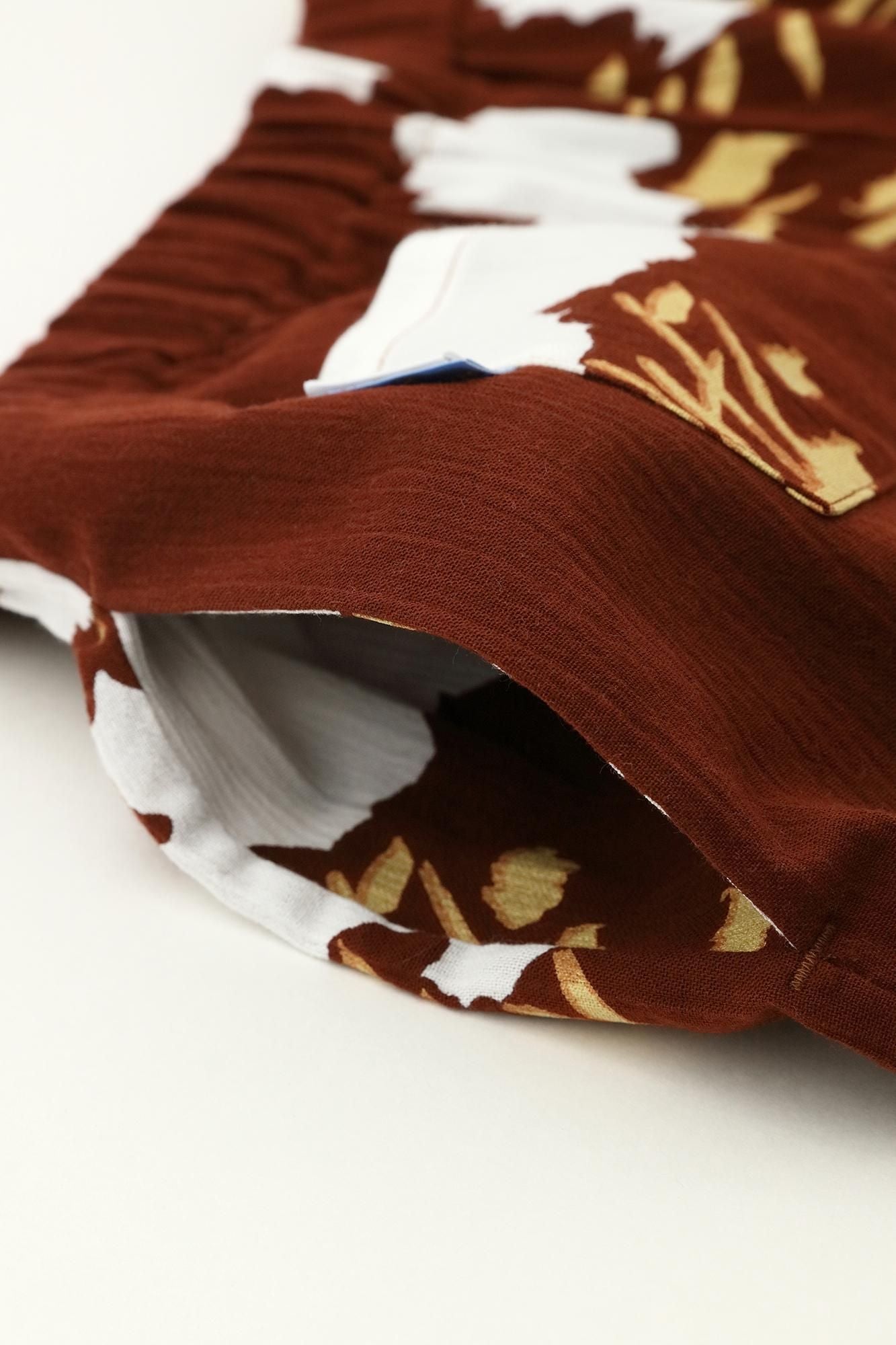 高島縮 20/20 広形（ひろなり）もんぺ はぎ丈／花あかり