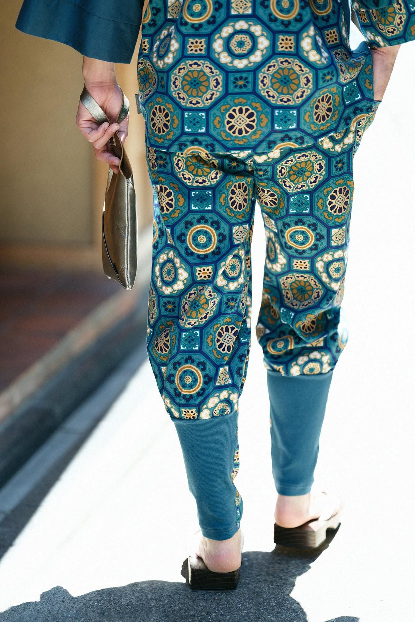 Chizimi Cotton 20/20 Harem Pants / Gorgeous Green Jade Color