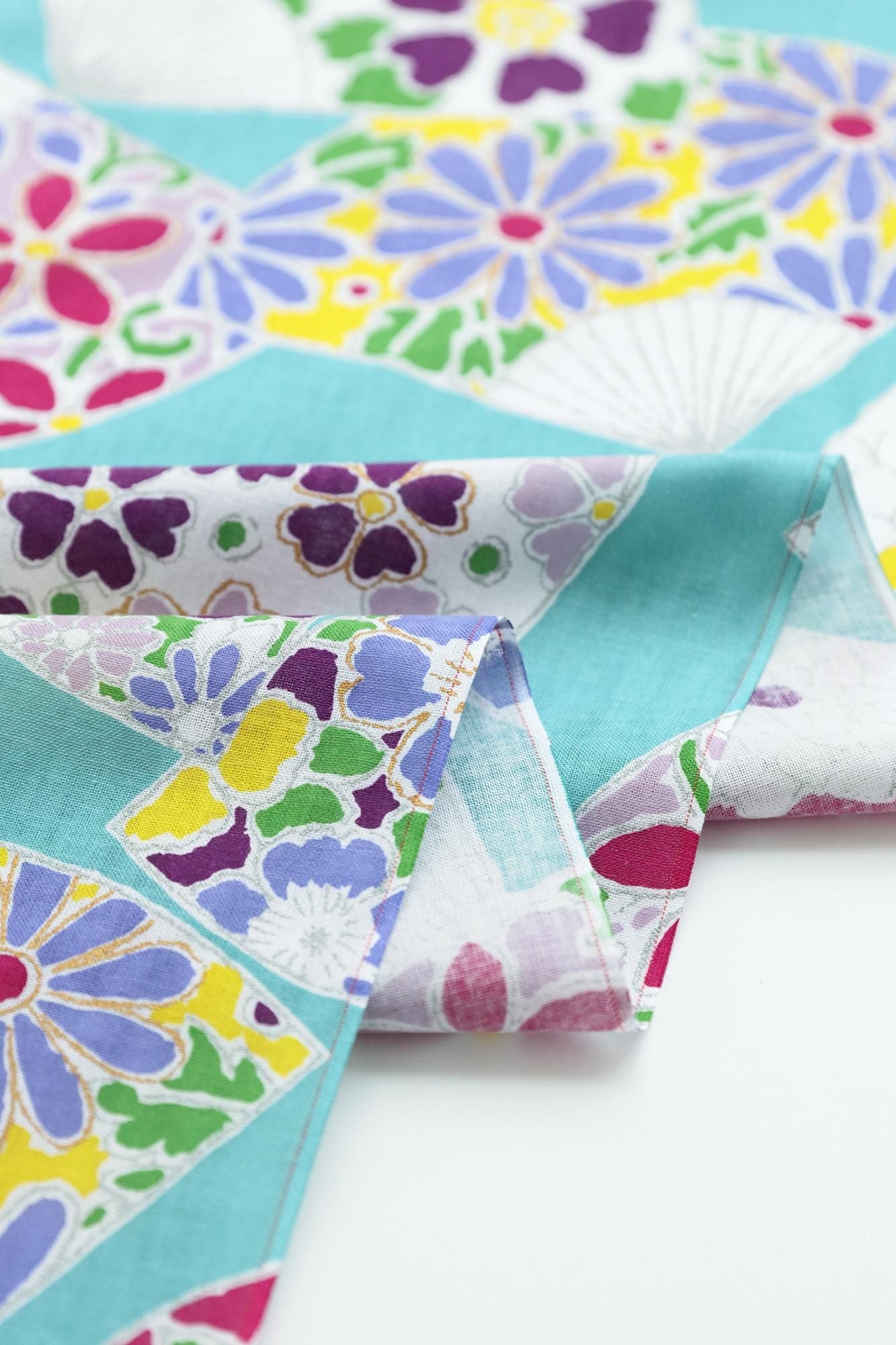 布料剪裁販售 （伊勢木棉 手巾）/fan（ougi）<50cm>