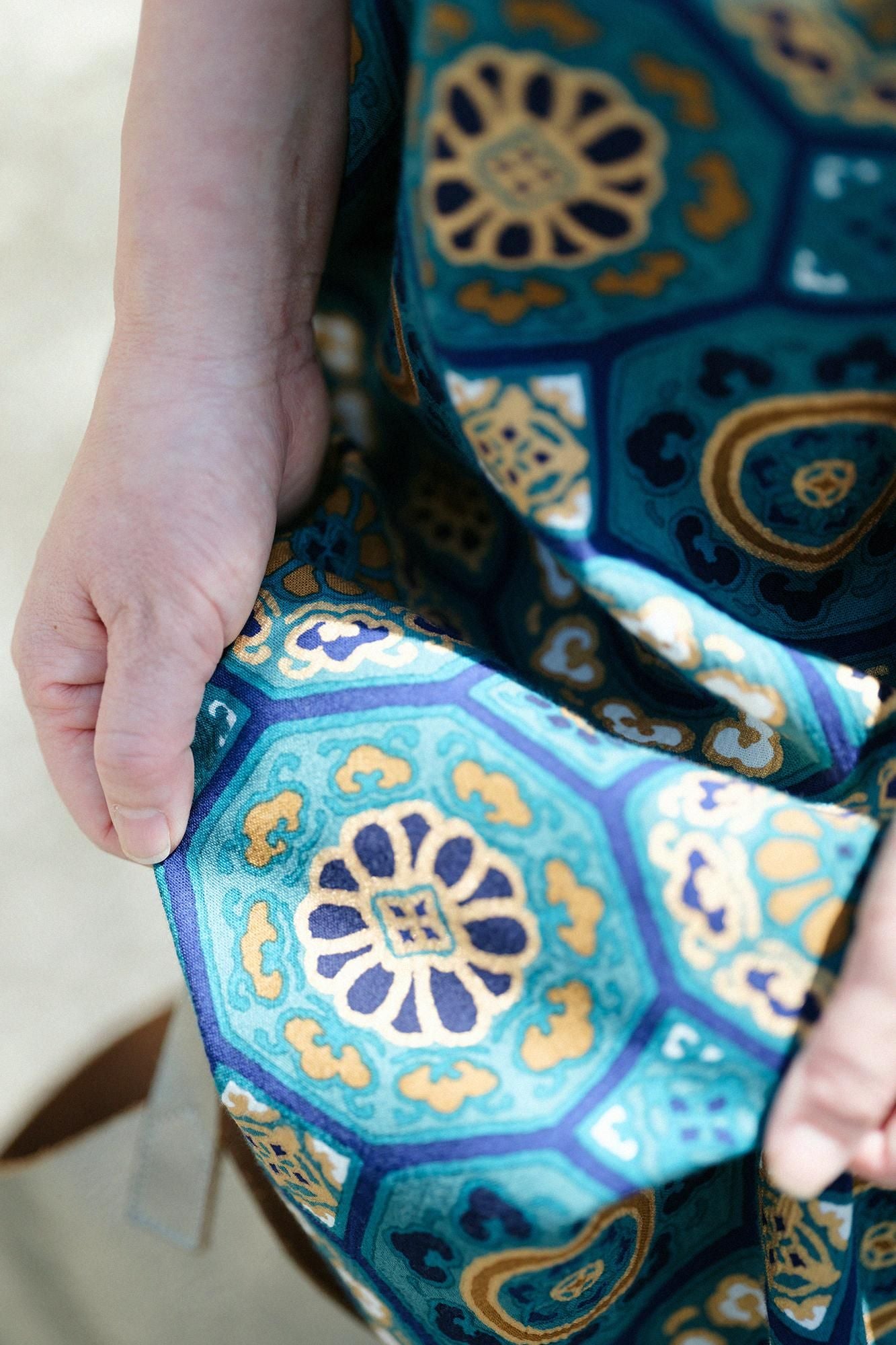 타카시마치지미 20/20 직사각형 원피스 쿠미 헴 패턴/아이언 컬러 (Tetituro) x카레이 녹색 공 컬러