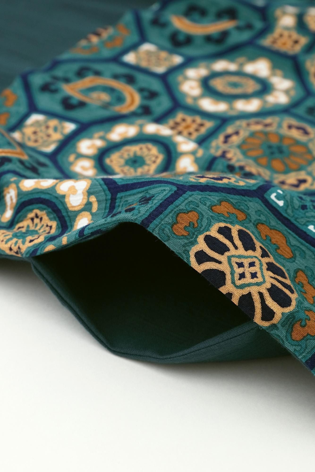 타카시마치지미 20/20 직사각형 원피스 쿠미 헴 패턴/아이언 컬러 (Tetituro) x카레이 녹색 공 컬러