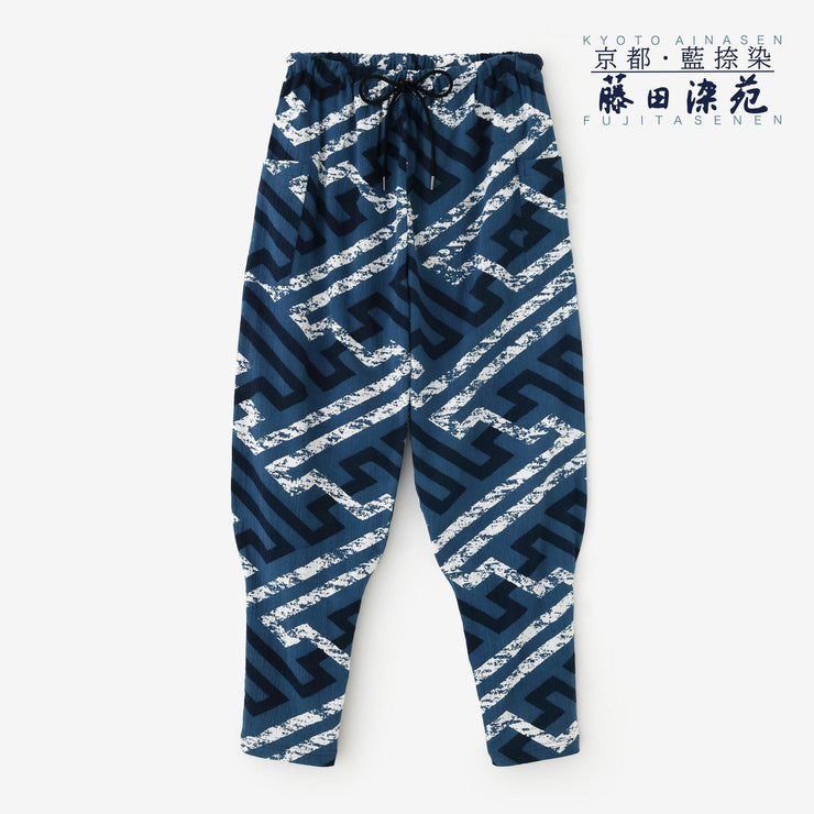 高岛缩棉20/20 蓝捺染哈伦裤／纱绫形时代