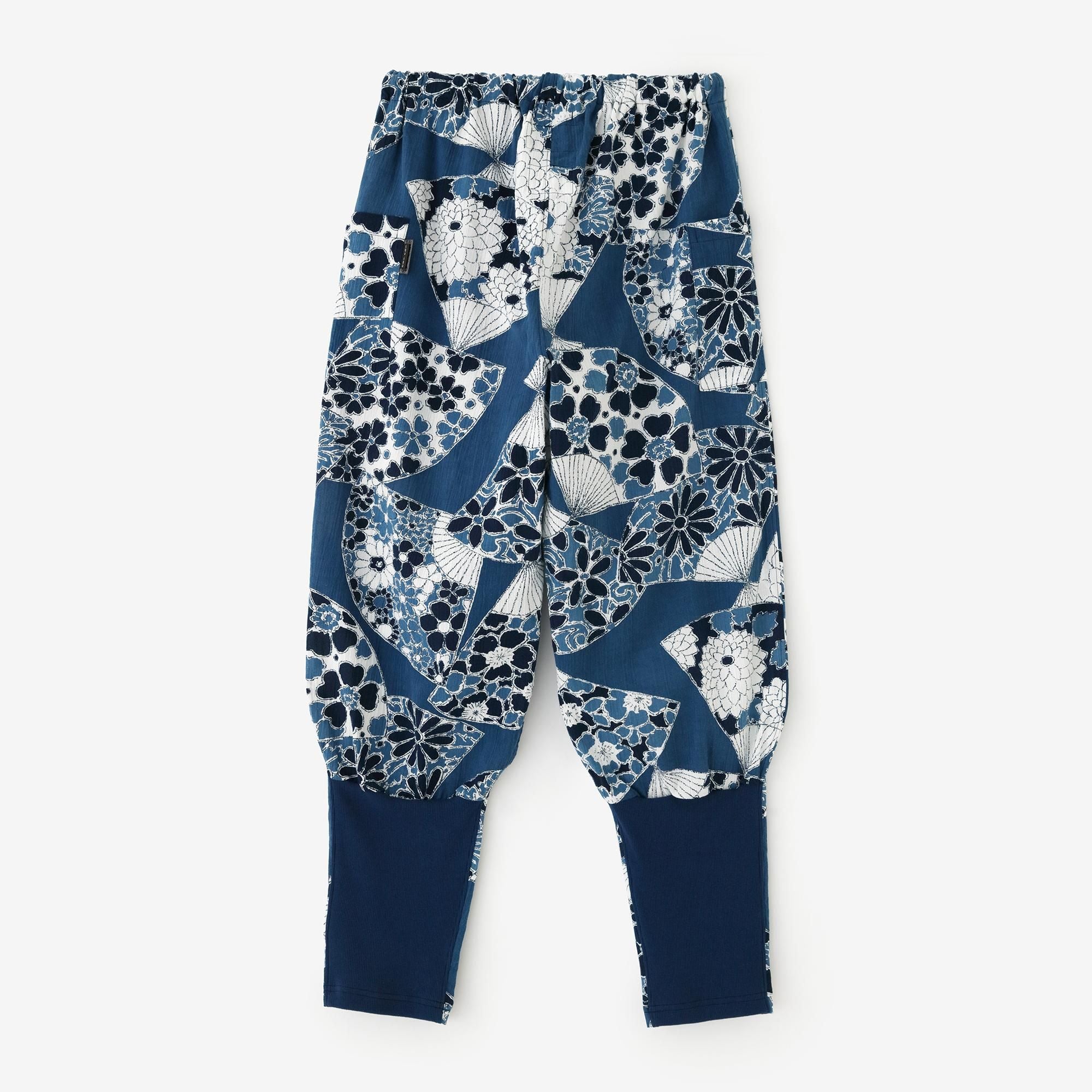 高島縮棉 20/20 藍捺染 哈倫褲／扇子