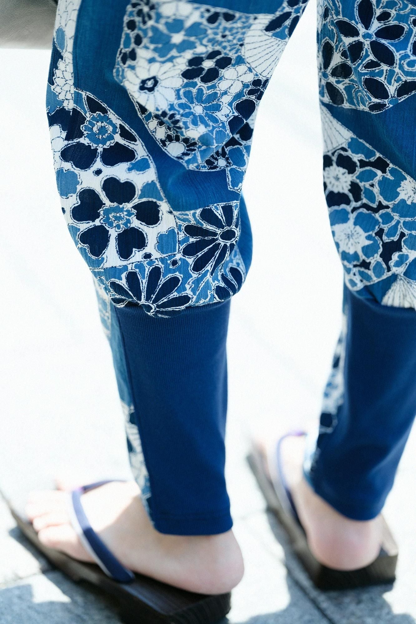 高島縮 20/20 藍捺染（あいなせん） 裁付（たっつけ）えんゆう穿き／