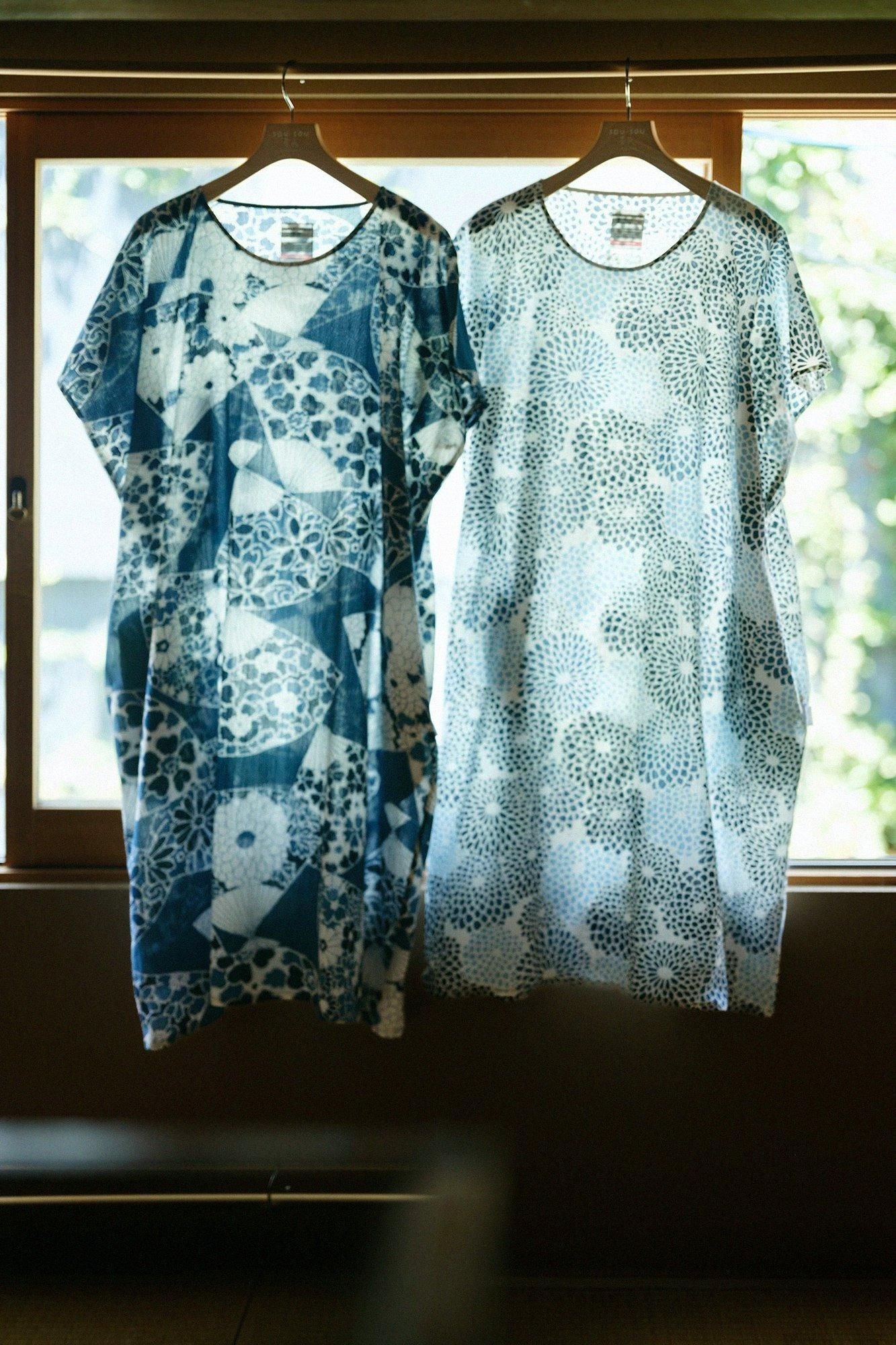 Takashima Shui 20/20 Indigo印刷（Ainasen）矩形服装（ChoHokei）/fan（ougi）