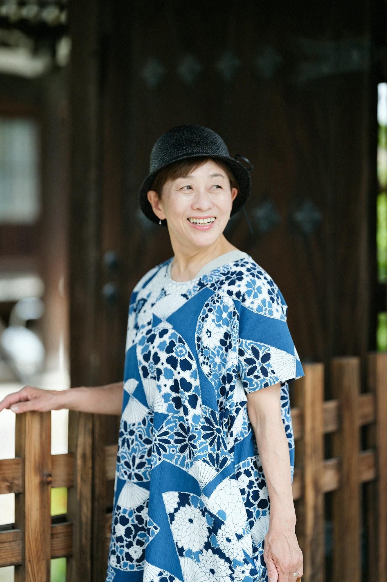 Takashima Shui 20/20 Indigo印刷（Ainasen）矩形服装（ChoHokei）/fan（ougi）