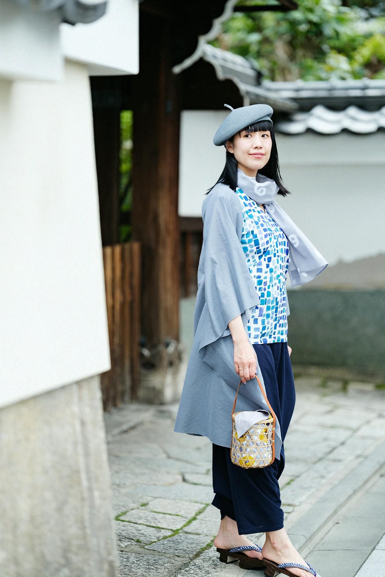 net限定】高島縮 40/40 抜衿ジバン／絵具皿（えのぐさら） 水辺