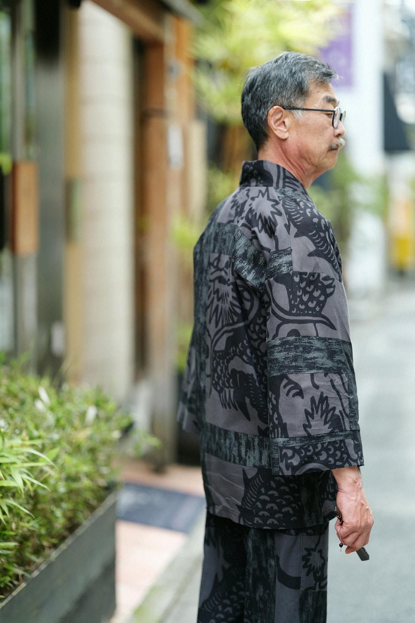 高島縮棉 40/40風靡 上衣/青龍