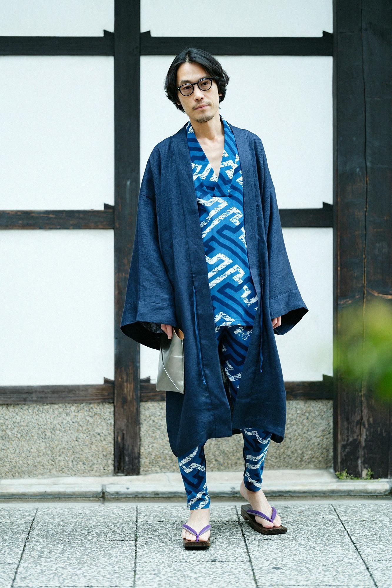 Chizimi Cotton 40/40 Ainasen Fubi Kimono Shirt / Saya Era