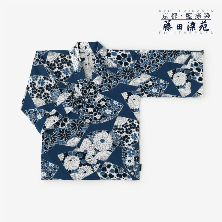 高岛缩棉40/40蓝捺染风靡上衣/扇子