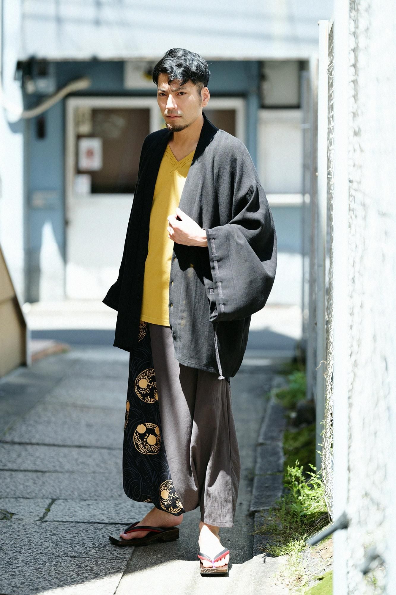 Stitched V-neck Top / Mustard Color