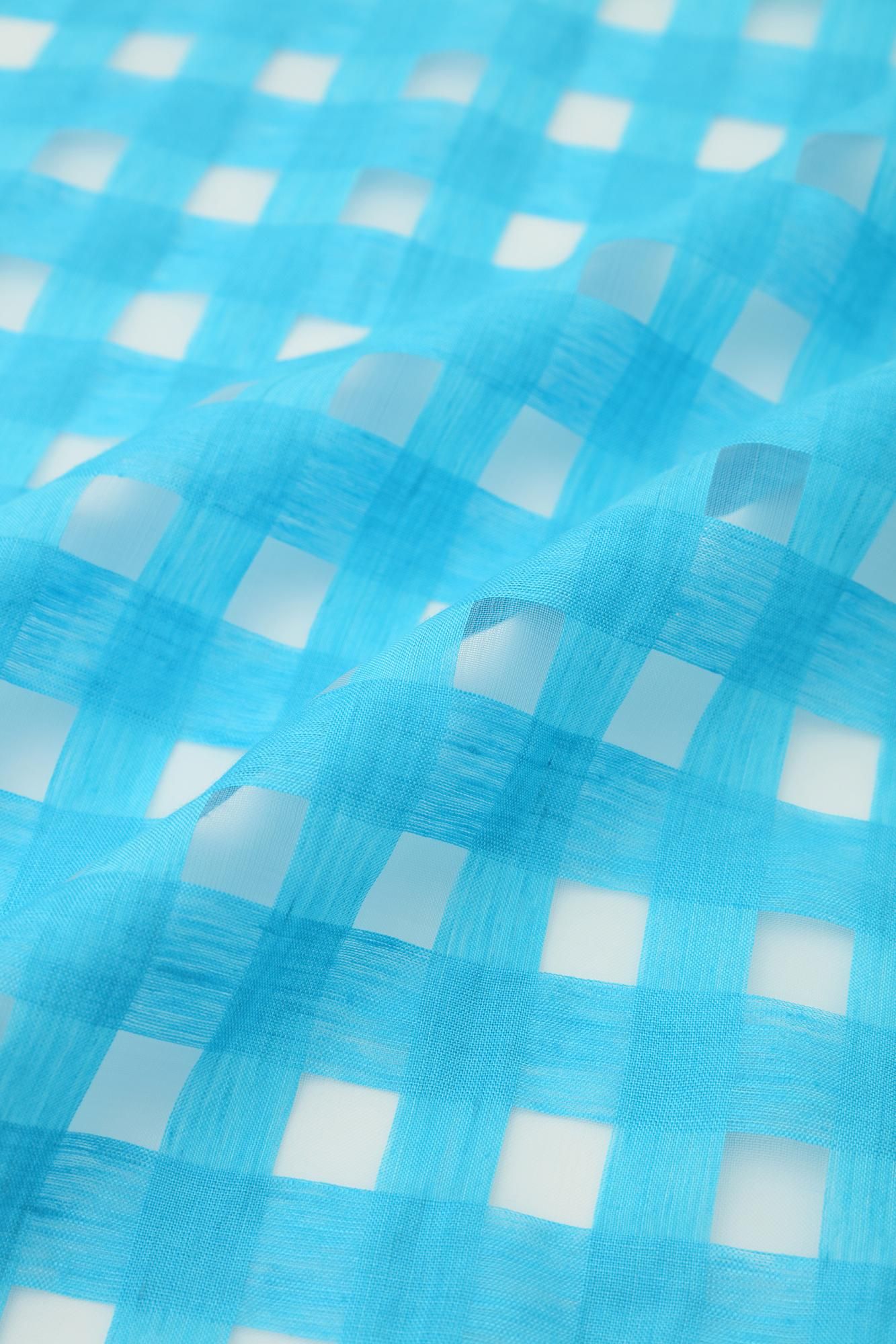 麻 透かし格子織（こうしおり） きさらぎ 短丈（みじかたけ）／新橋色（しんばしいろ）