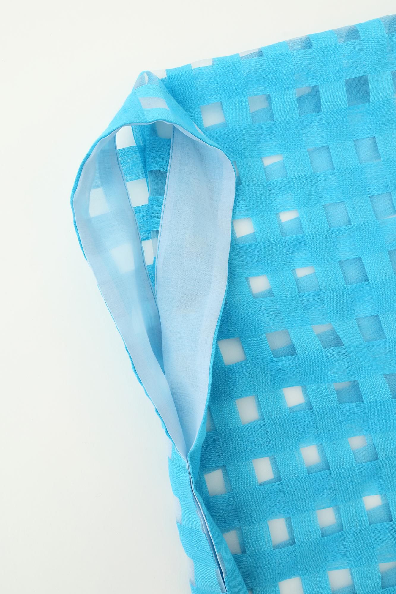 麻 透かし格子織（こうしおり） きさらぎ 短丈（みじかたけ）／新橋色（しんばしいろ）