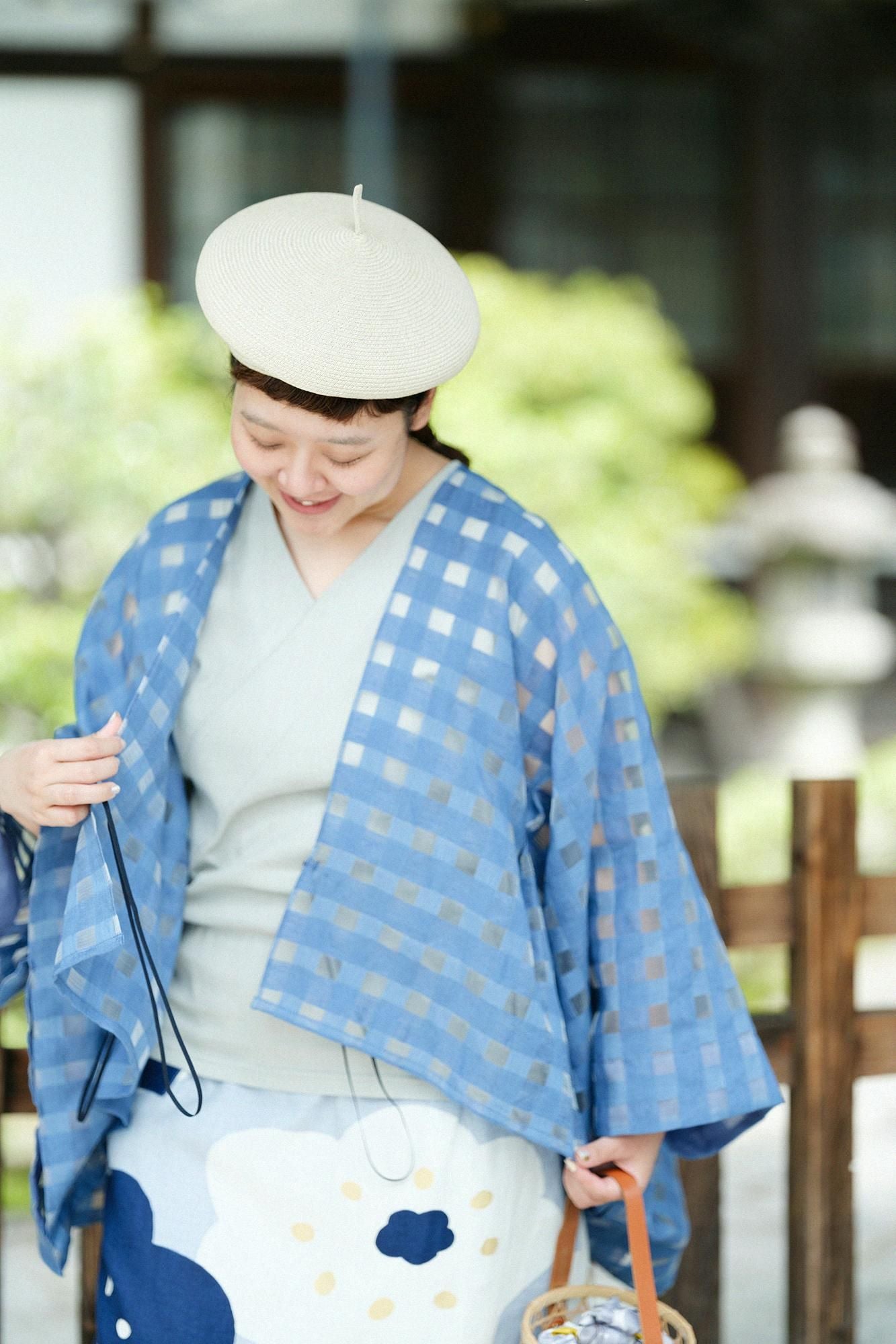 麻 透かし格子織（こうしおり） きさらぎ 短丈（みじかたけ