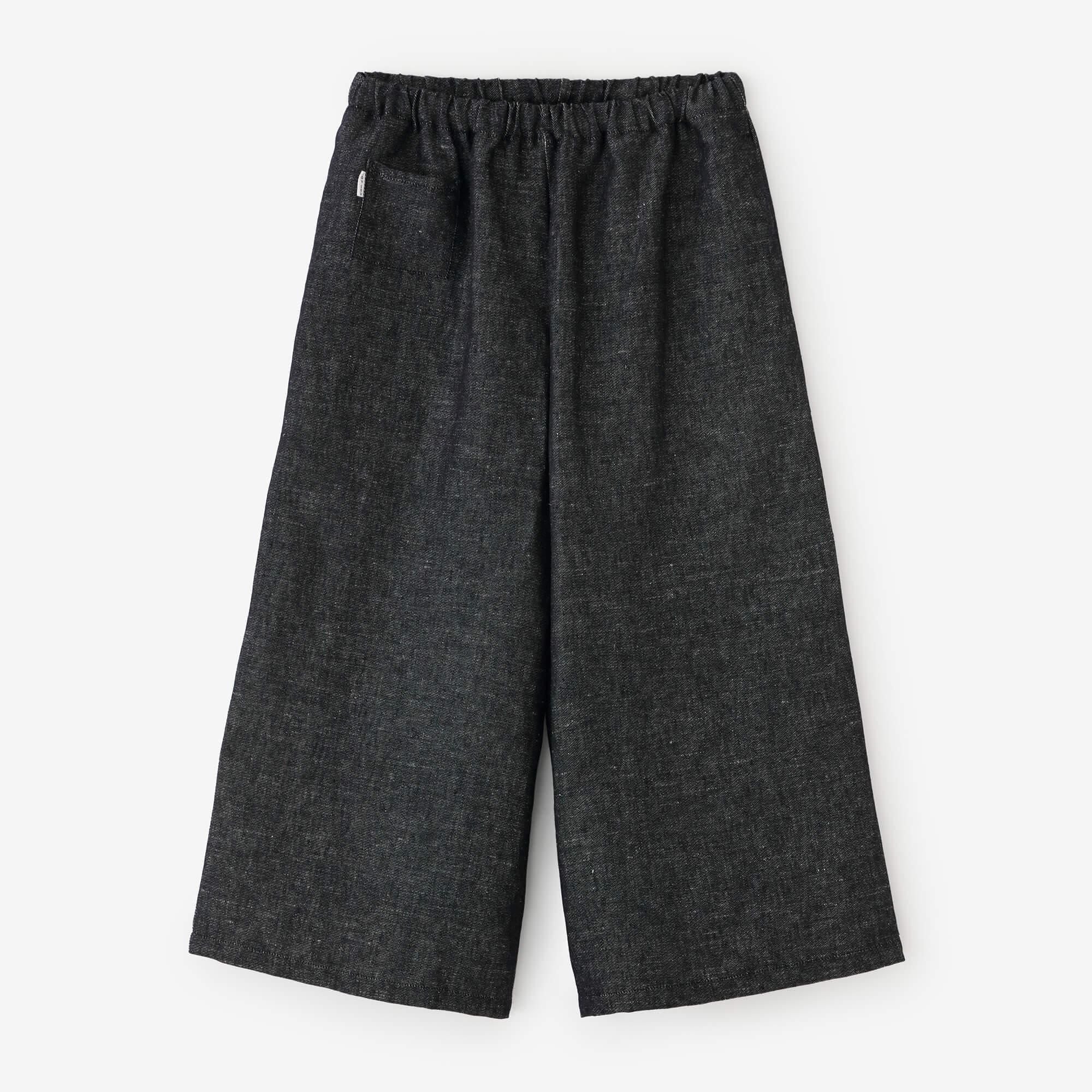 麻デニム 広形（ひろなり）もんぺ／黒紺（くろこん）