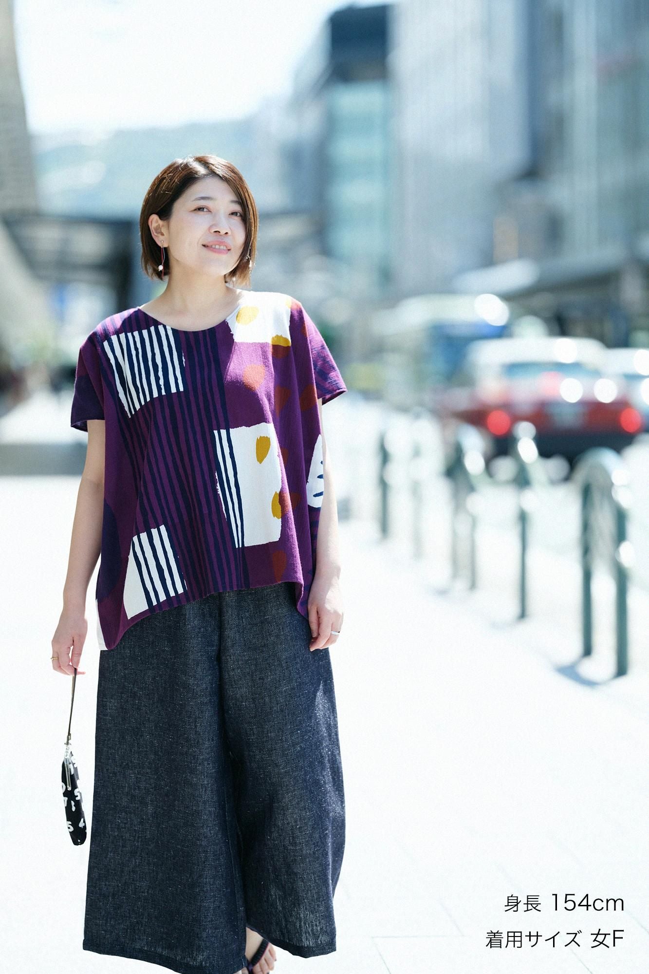 麻デニム 広形（ひろなり）もんぺ／黒紺（くろこん）