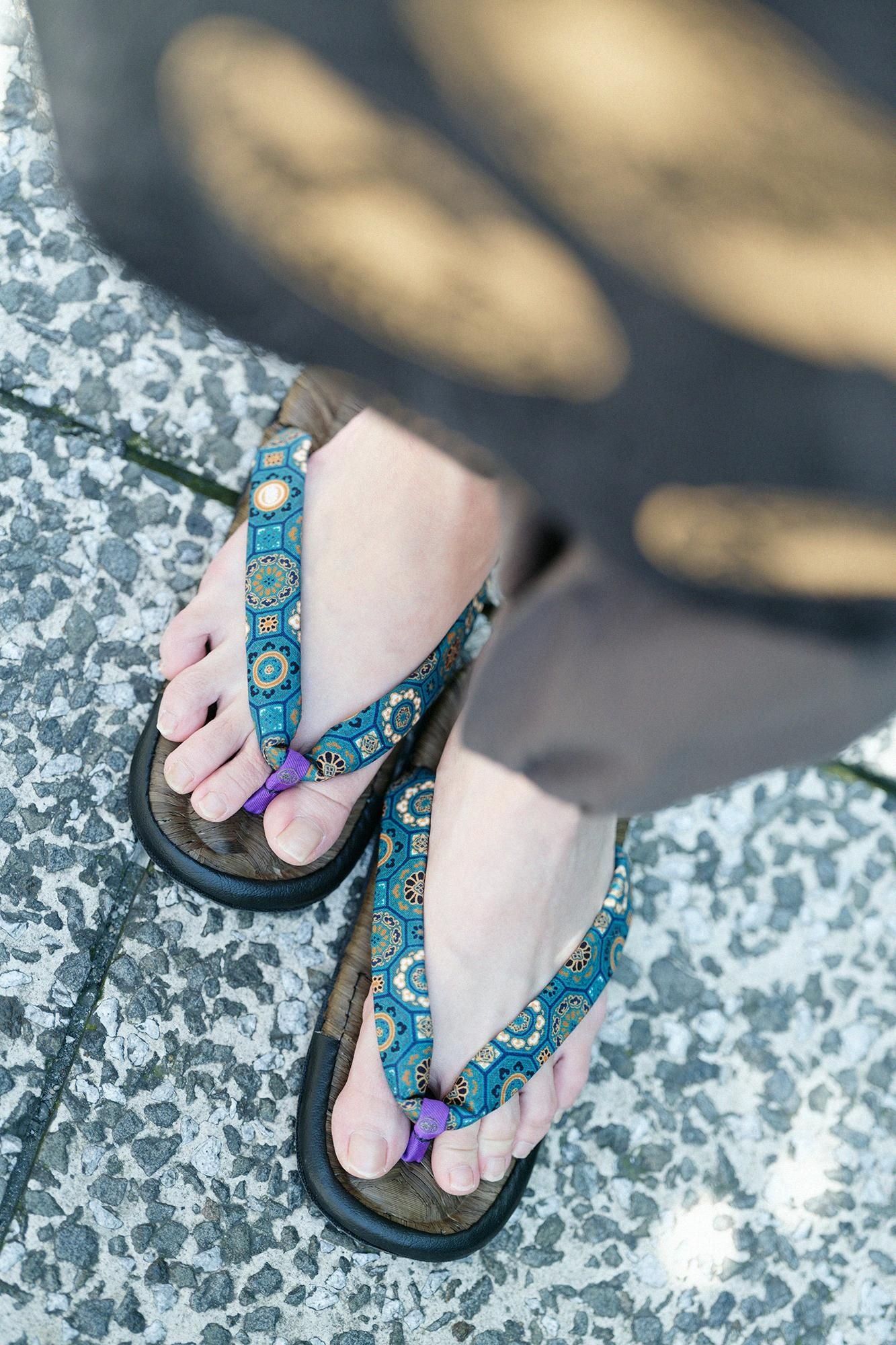 草履涼鞋 染竹 ／ 華麗 碧玉色