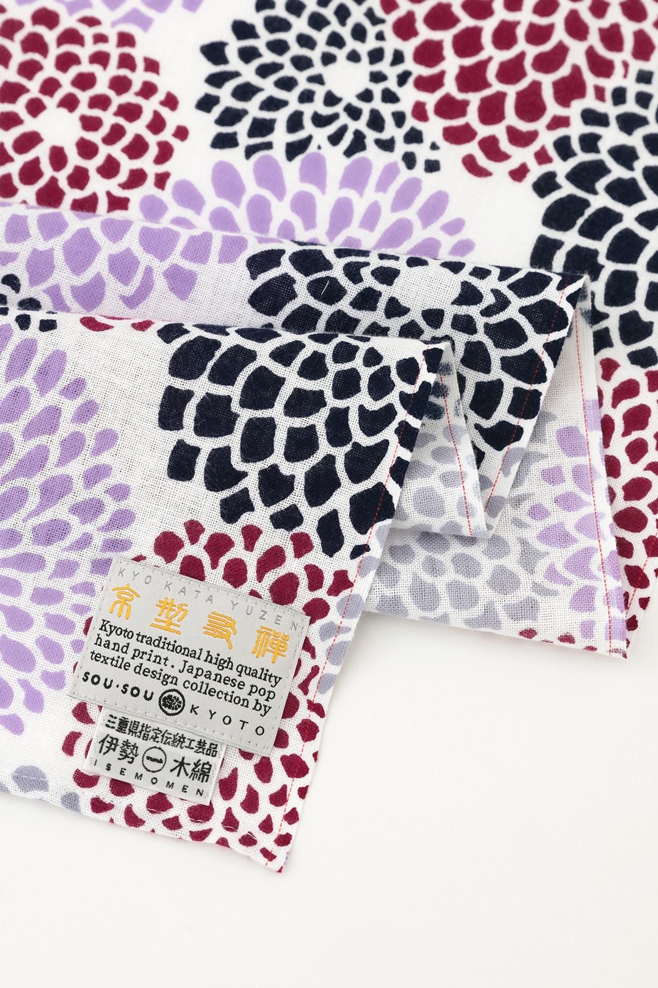 Isemomen Cotton Short Scarf / Chrysanthemum Purple