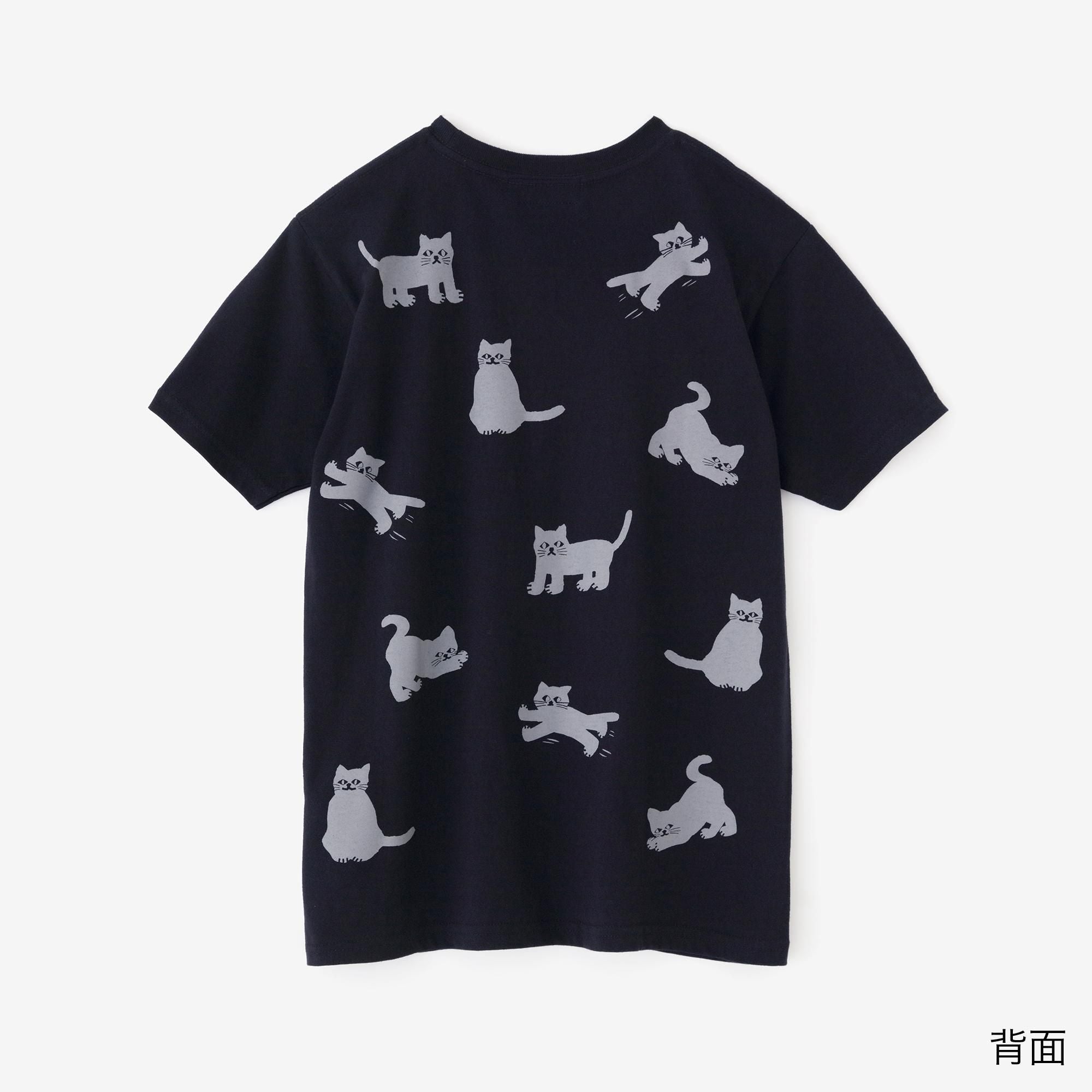 ねこ 半袖Tシャツ[5.0]／ネイビー