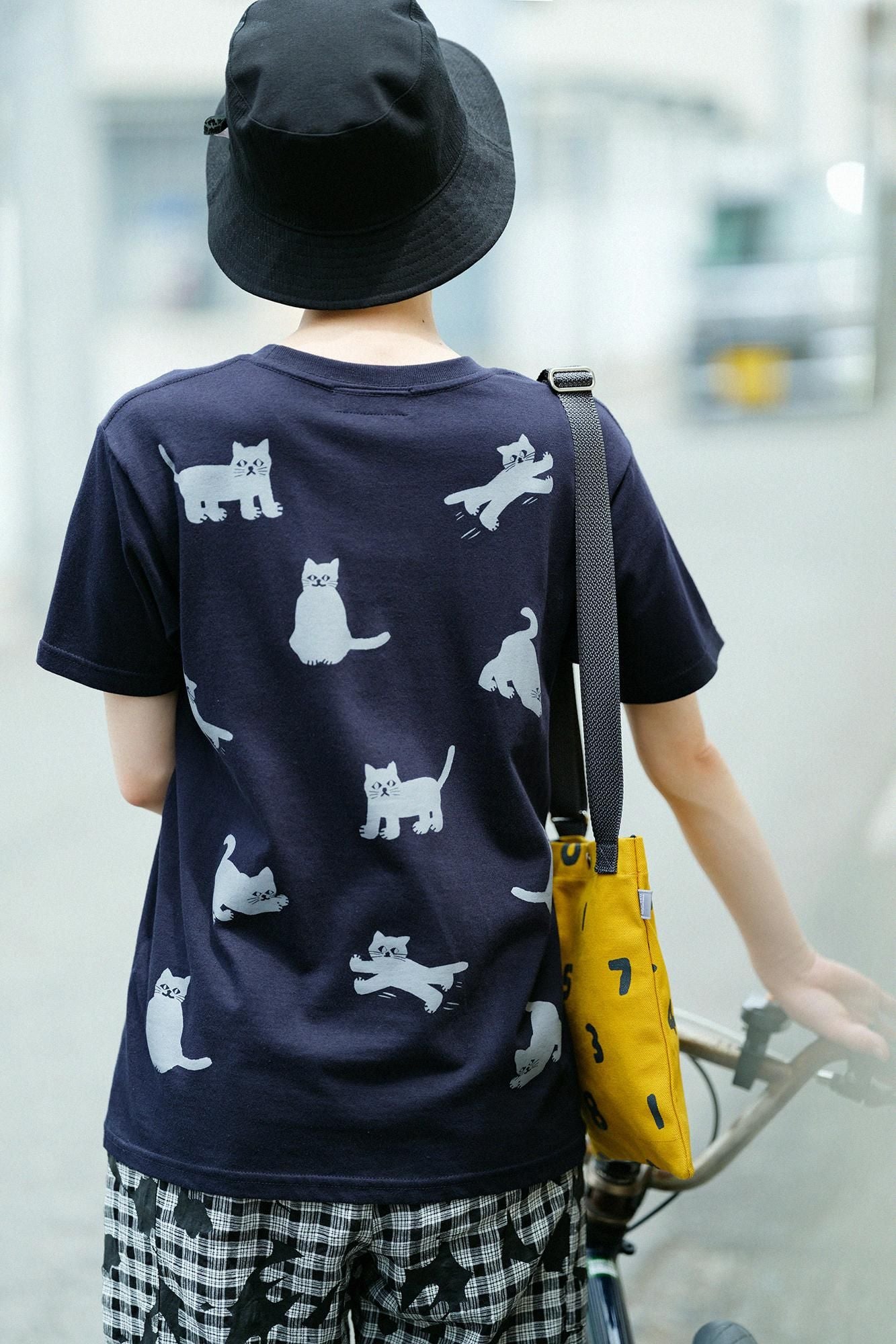 ねこ 半袖Tシャツ[5.0]／ネイビー