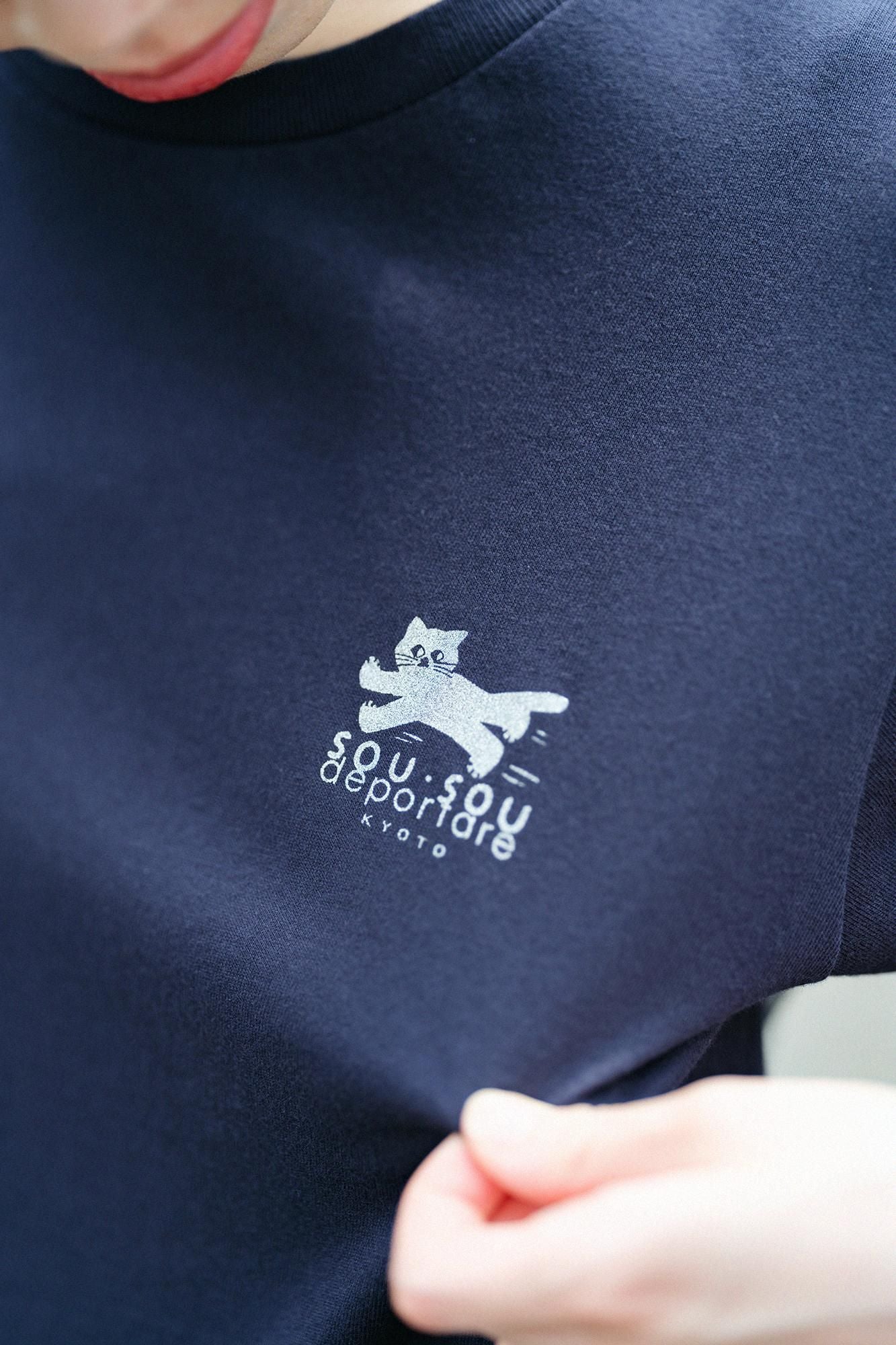 ねこ 半袖Tシャツ[5.0]／ネイビー