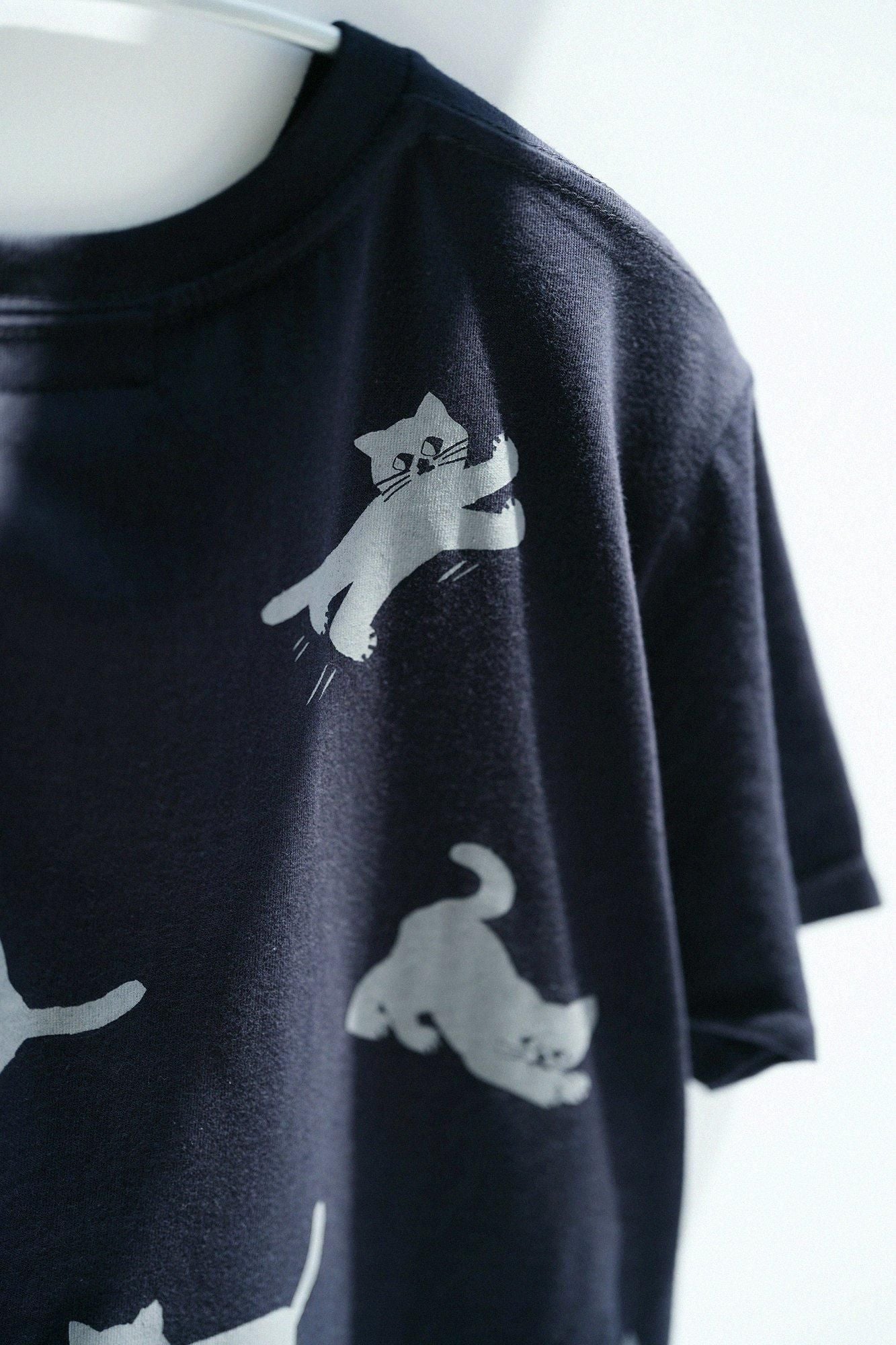 ねこ 半袖Tシャツ[5.0]／ネイビー